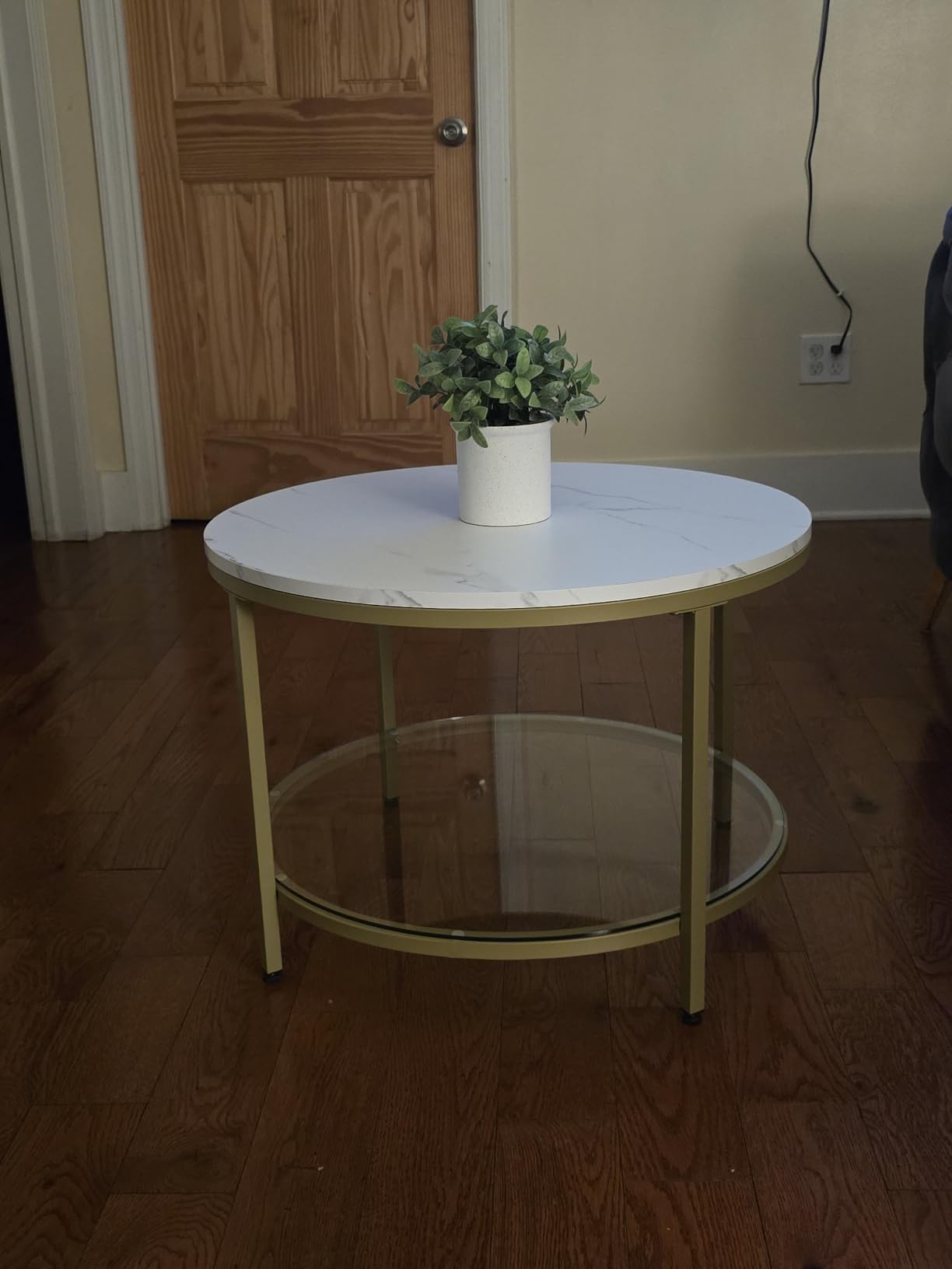 VASAGLE Round Coffee Table, 31.5-Inch Center Table, Tapered Legs | Curved Transitions, Easy to Assemble, for Living Room, Honey Brown, MAEZO Collection ULCT251KB01S customer photo 2