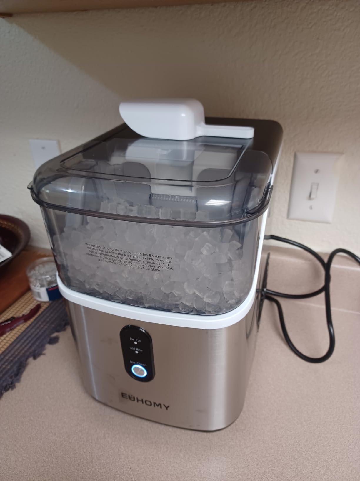 EUHOMY Nugget Ice Maker Countertop, Ready in 7 Mins, 35Lbs/24H Pebble Ice Maker Machine, Self-Cleaning Countertop Sonic Ice Makers with Ice Scoop&Basket, Pellet Ice Maker for Home, Stainless Steel customer photo 1