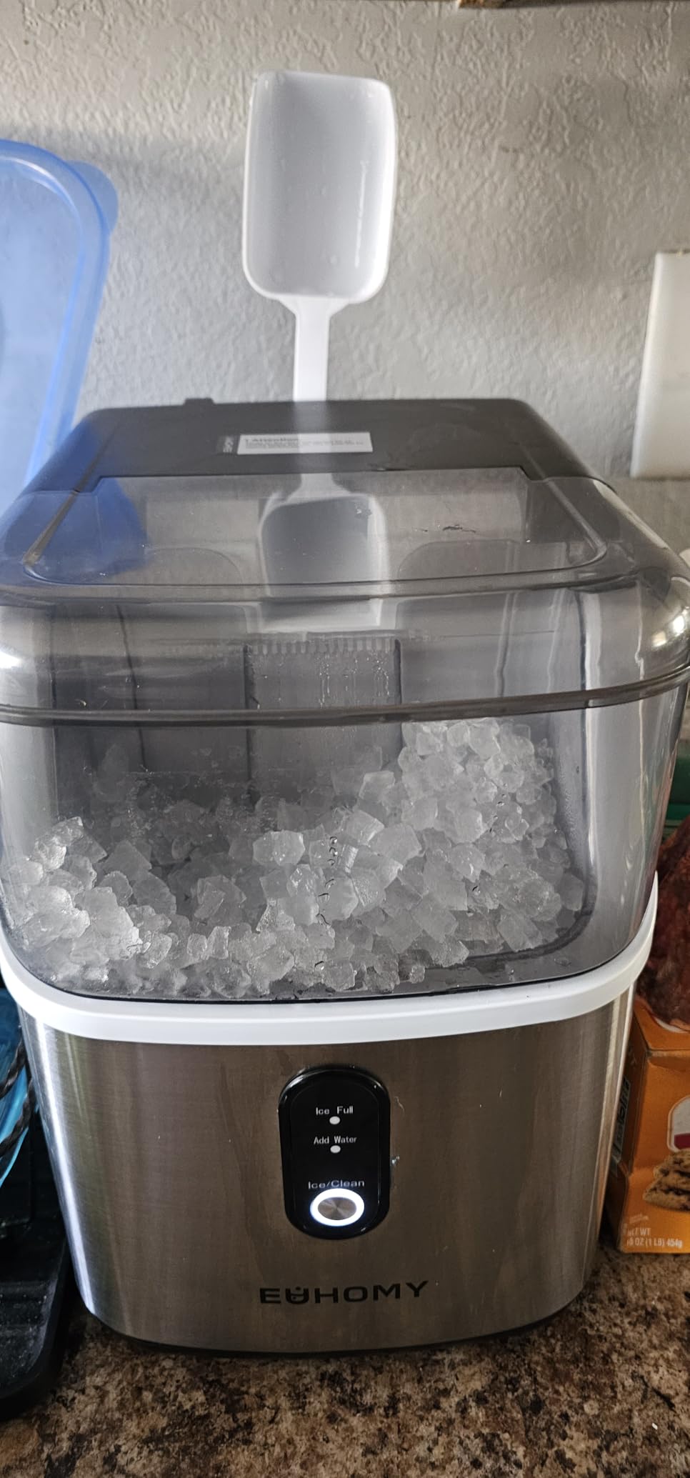 EUHOMY Nugget Ice Maker Countertop, Ready in 7 Mins, 35Lbs/24H Pebble Ice Maker Machine, Self-Cleaning Countertop Sonic Ice Makers with Ice Scoop&Basket, Pellet Ice Maker for Home, Stainless Steel customer photo 2