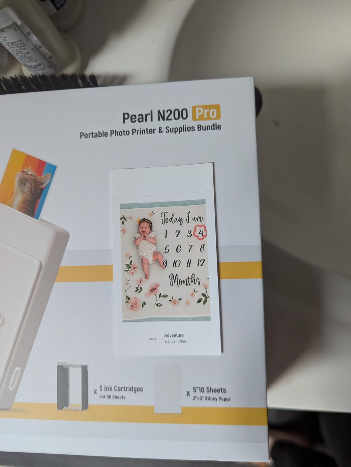 Liene Pearl N200 Pro Portable Photo Printer, Instant Mini Picture Printer for iPhone Smartphone, Thermal Dye Sublimation, Bluetooth Sticker Printer 50 Sheets 2x3 Adhesive Paper & 5 Cartridges, Gold customer photo 1