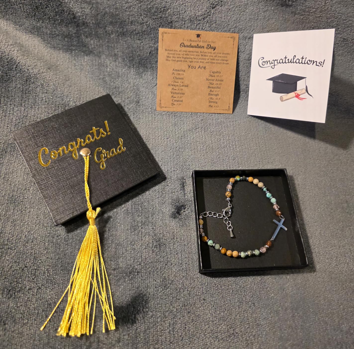 TONY & SANDY Graduation Gift for Her 2026, Graduation Decorations Cross Bracelets for Women Girls Middle High School College Graduates, With Graduation Cap Box Meaningful Cards customer photo 2