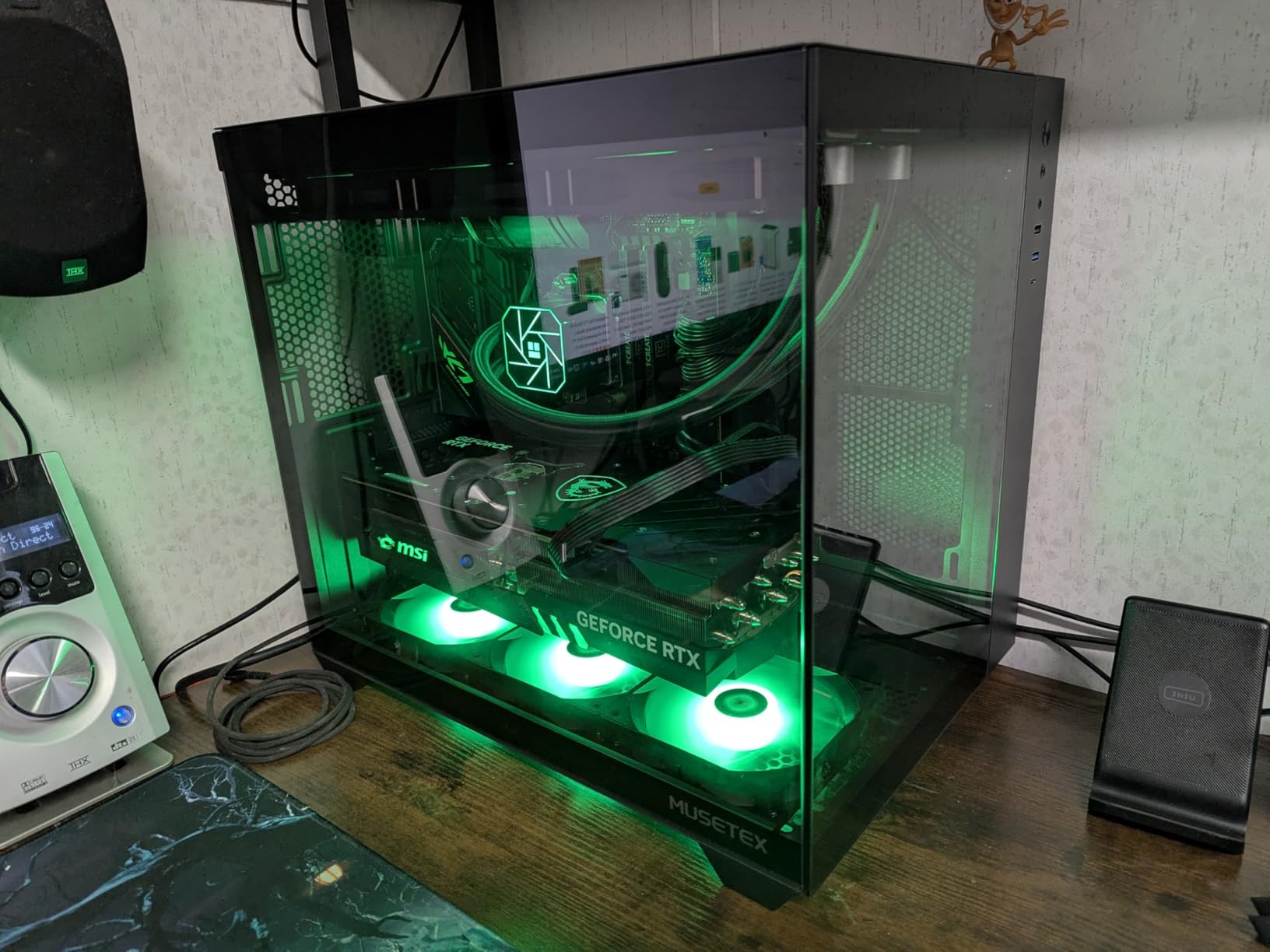 MUSETEX Y6 PC Case, Pre-Installed 4 Non-LED Fans, ATX Mid Tower Case, Computer Case with Type-C, 270° Full View Tempered Glass, Black customer photo 1