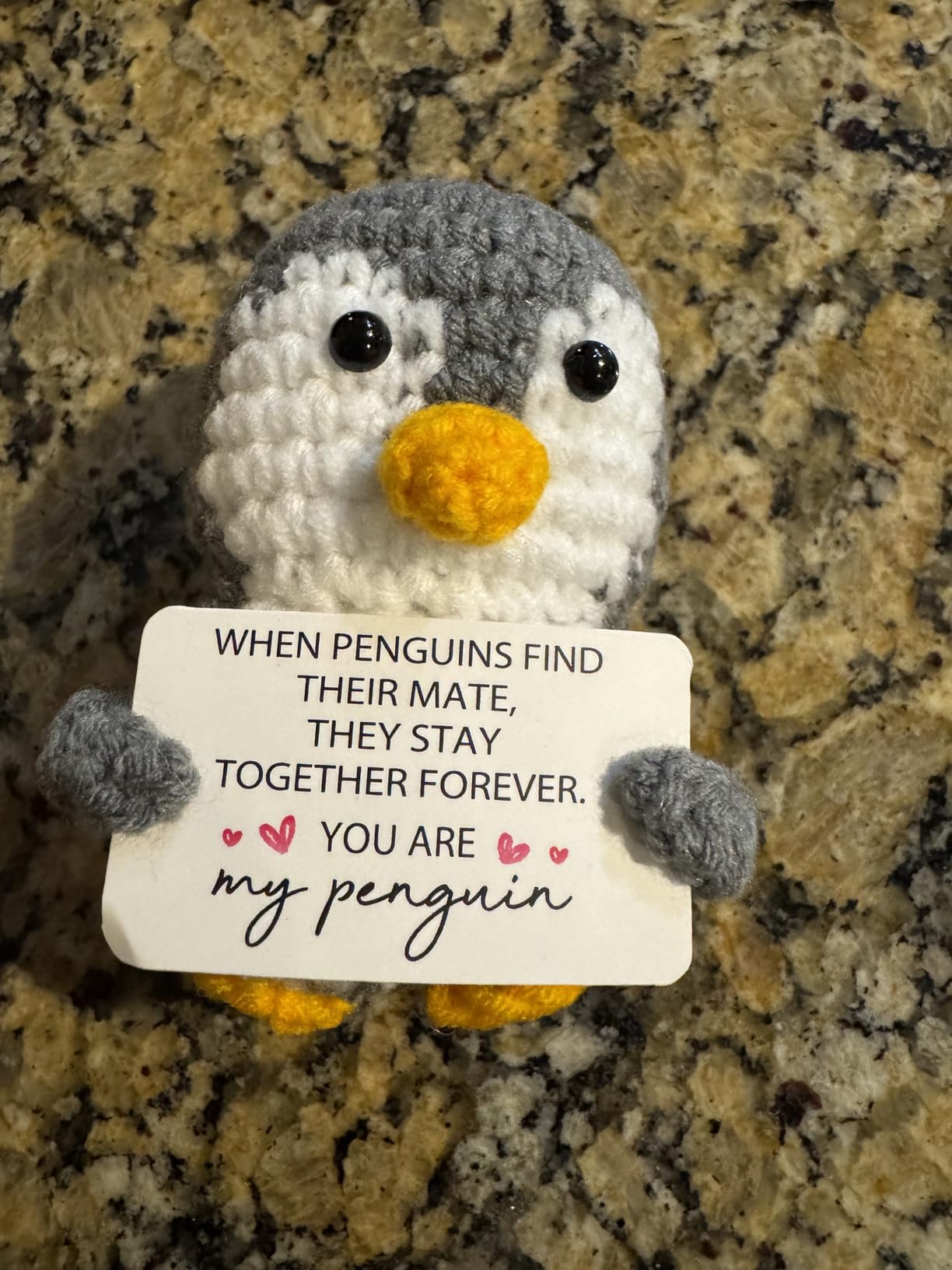 Long Distance Relationship Gifts for Boyfriend Girlfriend Friendship | Miss You Thinking of You Gifts for Friend Couple, Positive Crochet Penguin, Farewell Goodbye Going Away Gift for Him Her customer photo 2