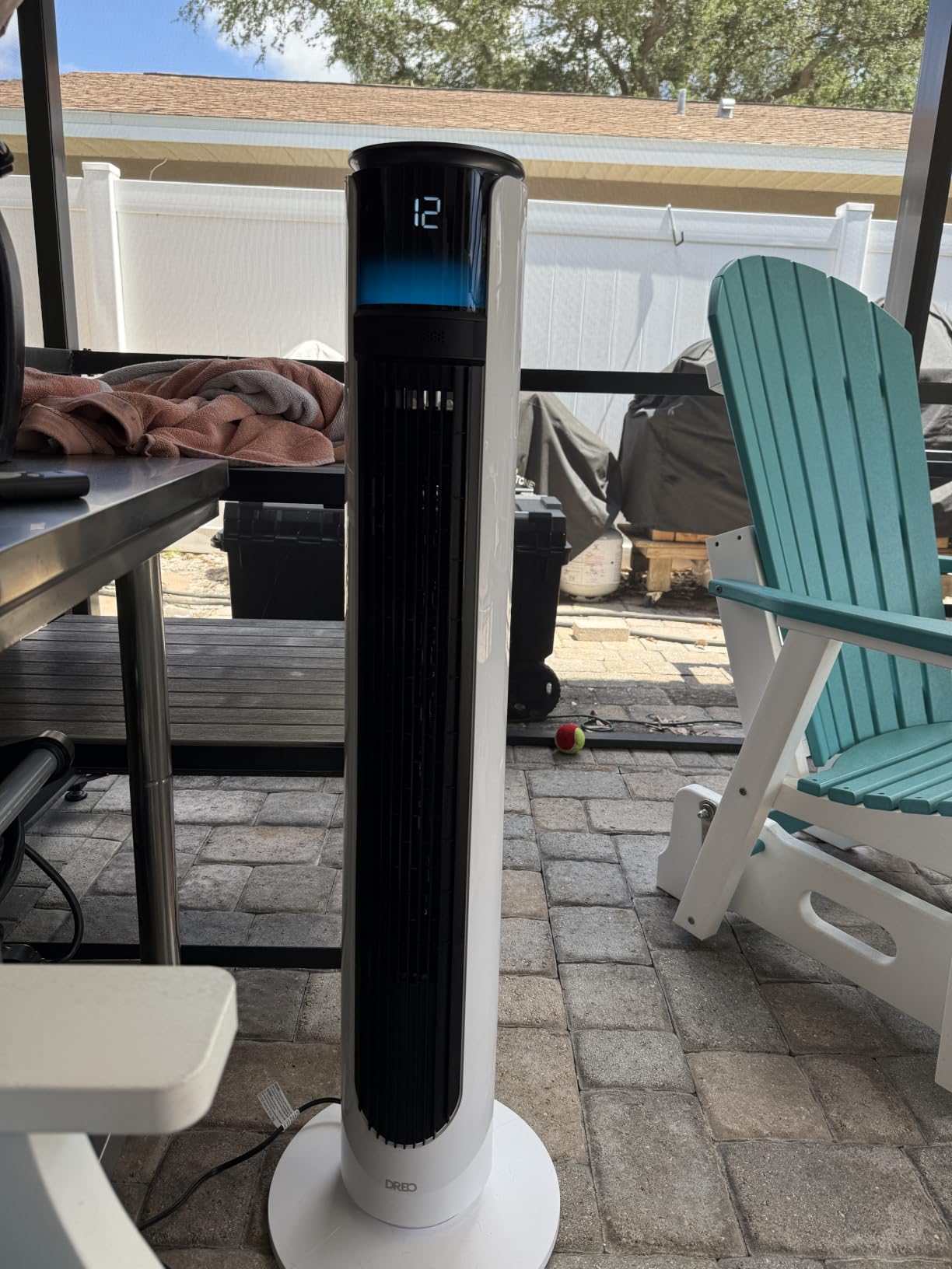 DREO Smart Tower Fan for Indoor & Outdoor Use, 33 ft/s High Velocity, 12 Speeds, 4 Modes Standing Floor Fan, 150° Customizable Oscillating, 20 dB Quiet DC Motor for Bedroom, Weather Resistant customer photo 2