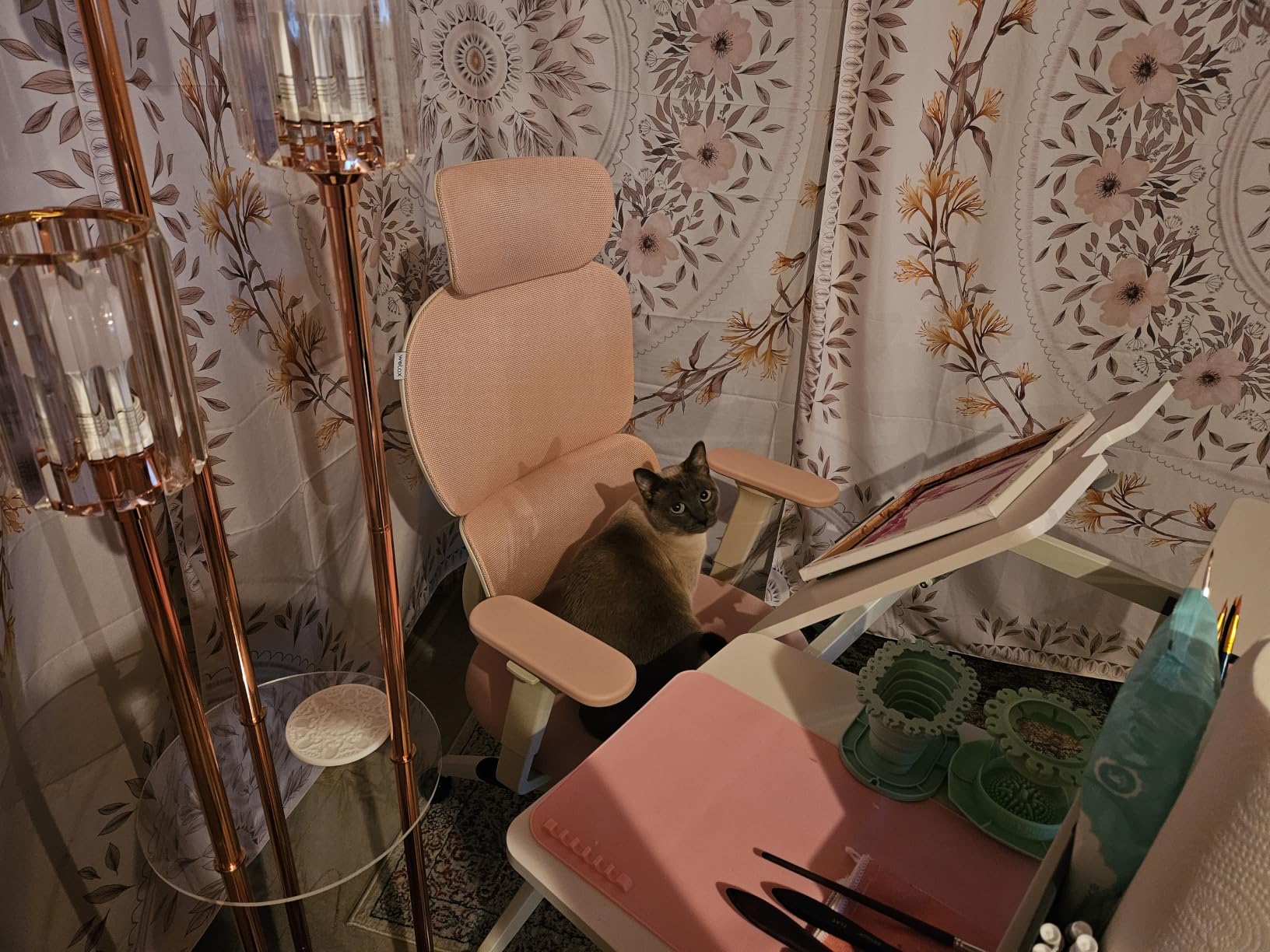 WELAX S3 Ergonomic Mesh Office Chair with Adjustable Headrest, Lumbar Support Reclining Girls Desk Chair Comfy with Wheels, High Back Home Computer Chairs for Gamer or Work, Pink customer photo 1
