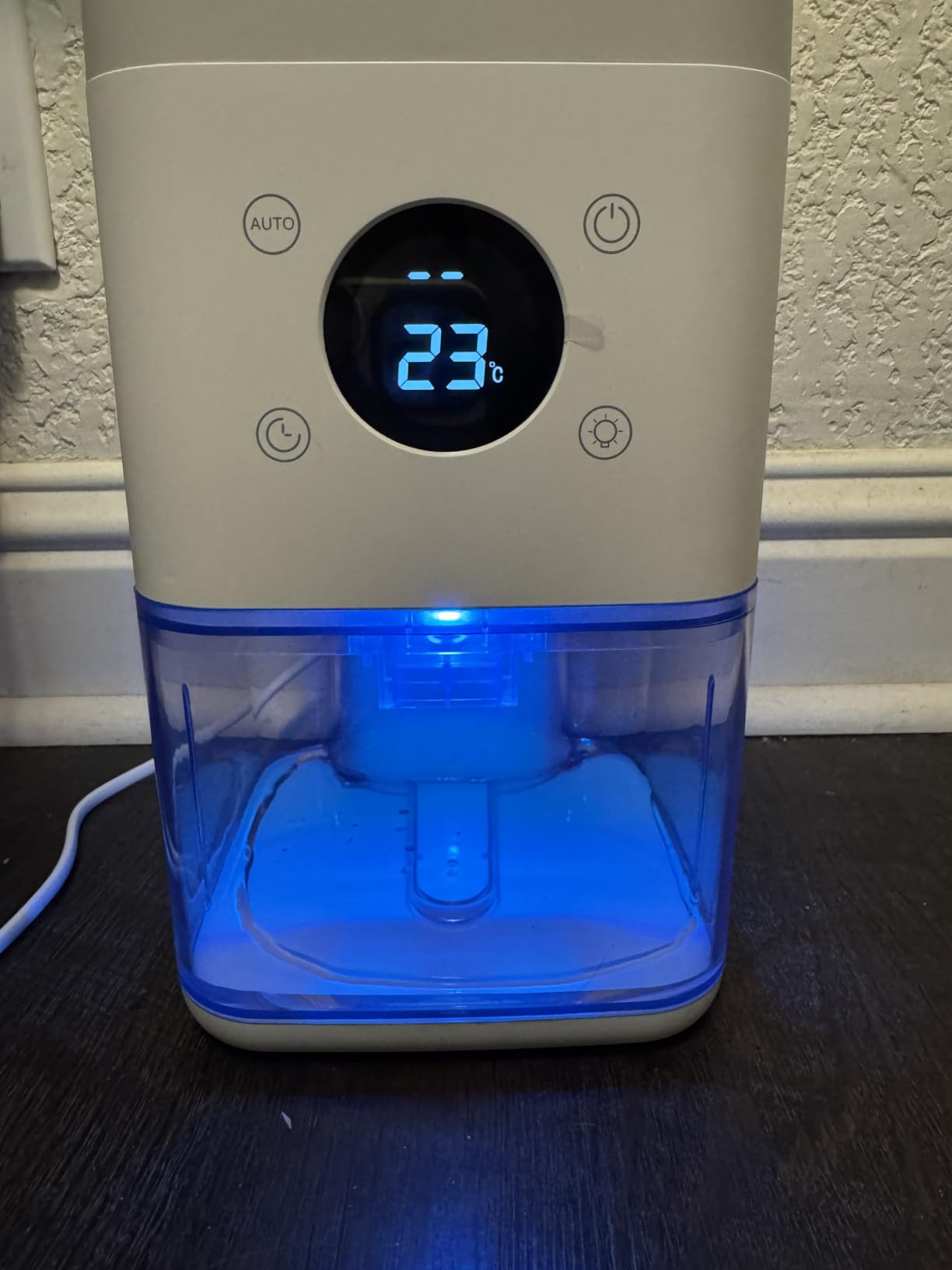 Small Dehumidifier for Bedroom - 63oz 35dB Quiet Auto Dehumidify (60/70%) & Continuous Mode for Bathroom Closet RV, Auto Defrost & Auto Shut-Off, 7-Color Flowing Night Light & Timer, Portable - White customer photo 2