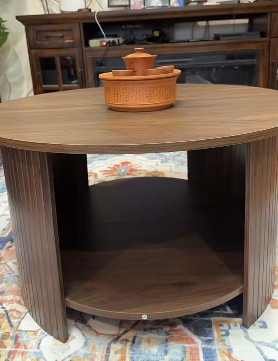 Round Coffee Table with Storage, 31.5