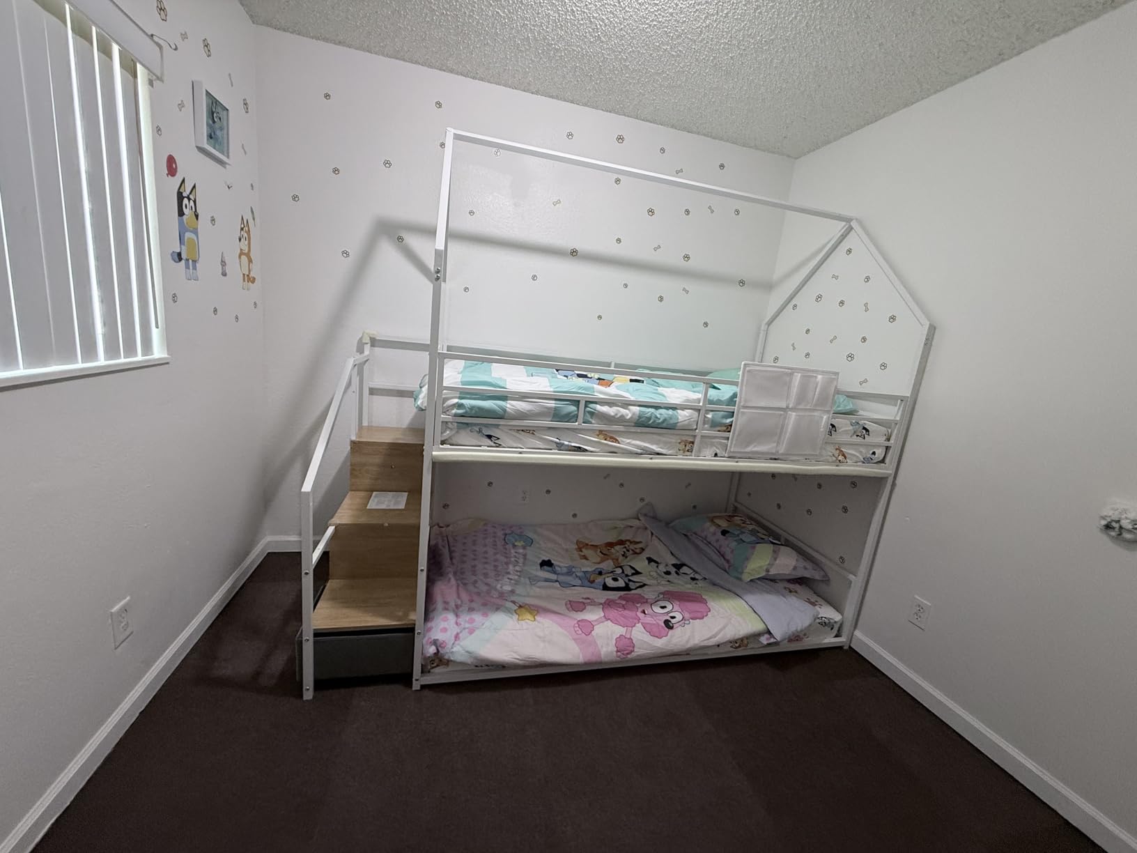 Jocoevol Metal Bunk Bed Twin Over Twin with Storage Staircase, Clothes Rack, LED Twin Bunk Beds for Kids with 2 Storage Drawers, Full-Length Guardrail, No Box Spring Needed, Easy Assembly, Black customer photo 2