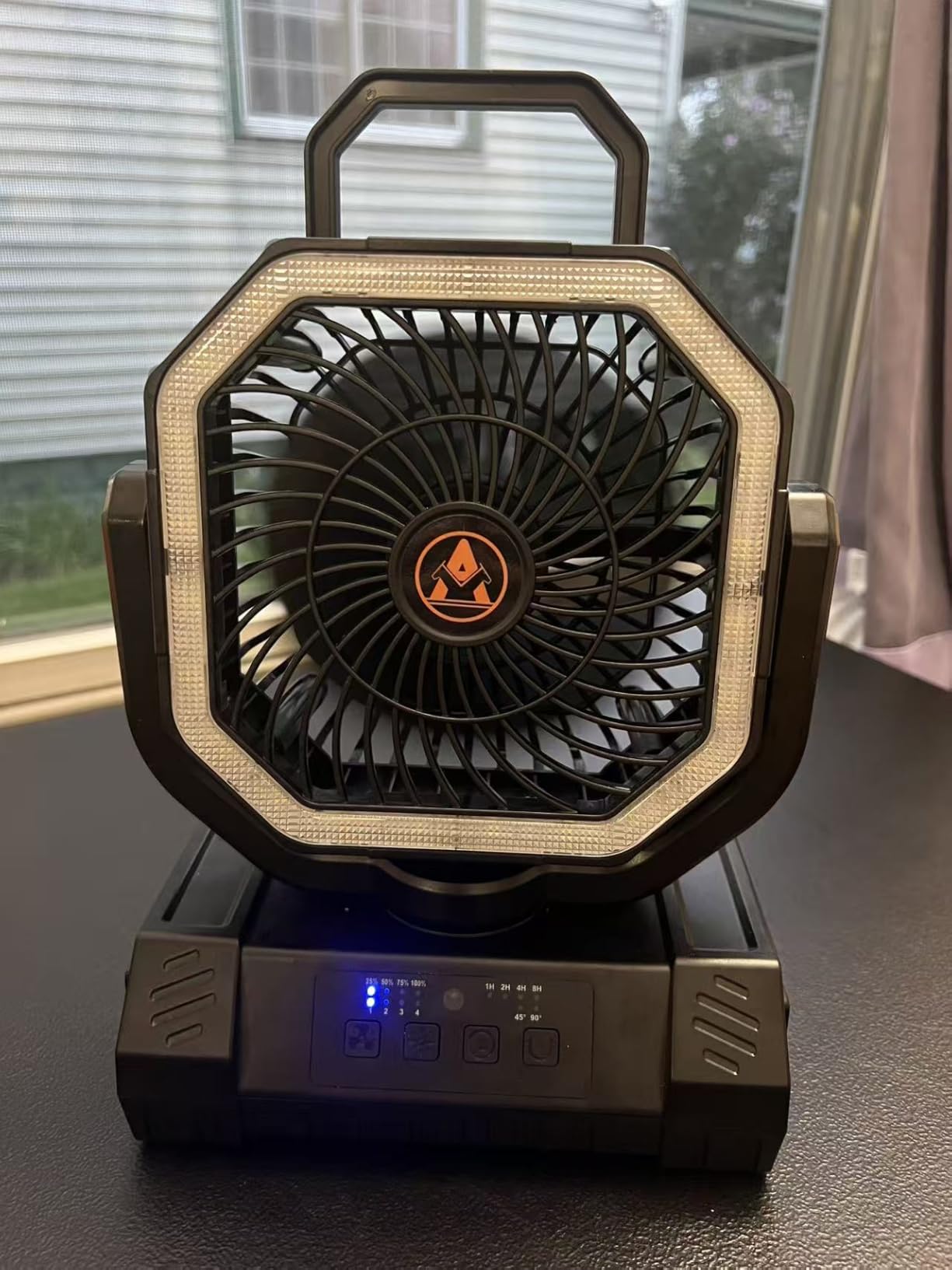 Camping Fan Rechargeable - 20000mAh Portable Cordless Battery Powered Fans with LED Lantern, Remote Auto Oscillating Table Fan Operated Tent Fan for Travel Outdoor Fishing Bedroom Home (Blue) customer photo 2