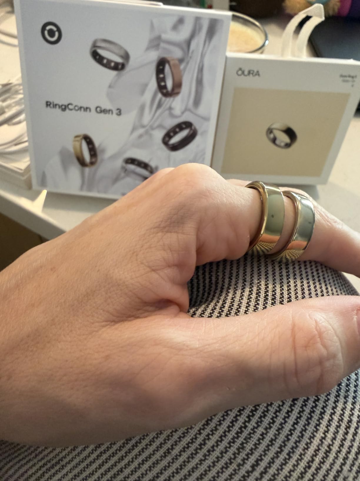 Gen 3 Smart Ring - Vascular Trends (Size 9, Royal Gold) | No App Subscription, Vibration Alerts, Sleep, Fitness & Heart Rate, 14-Day Battery Life, Size Before You Buy customer photo 2