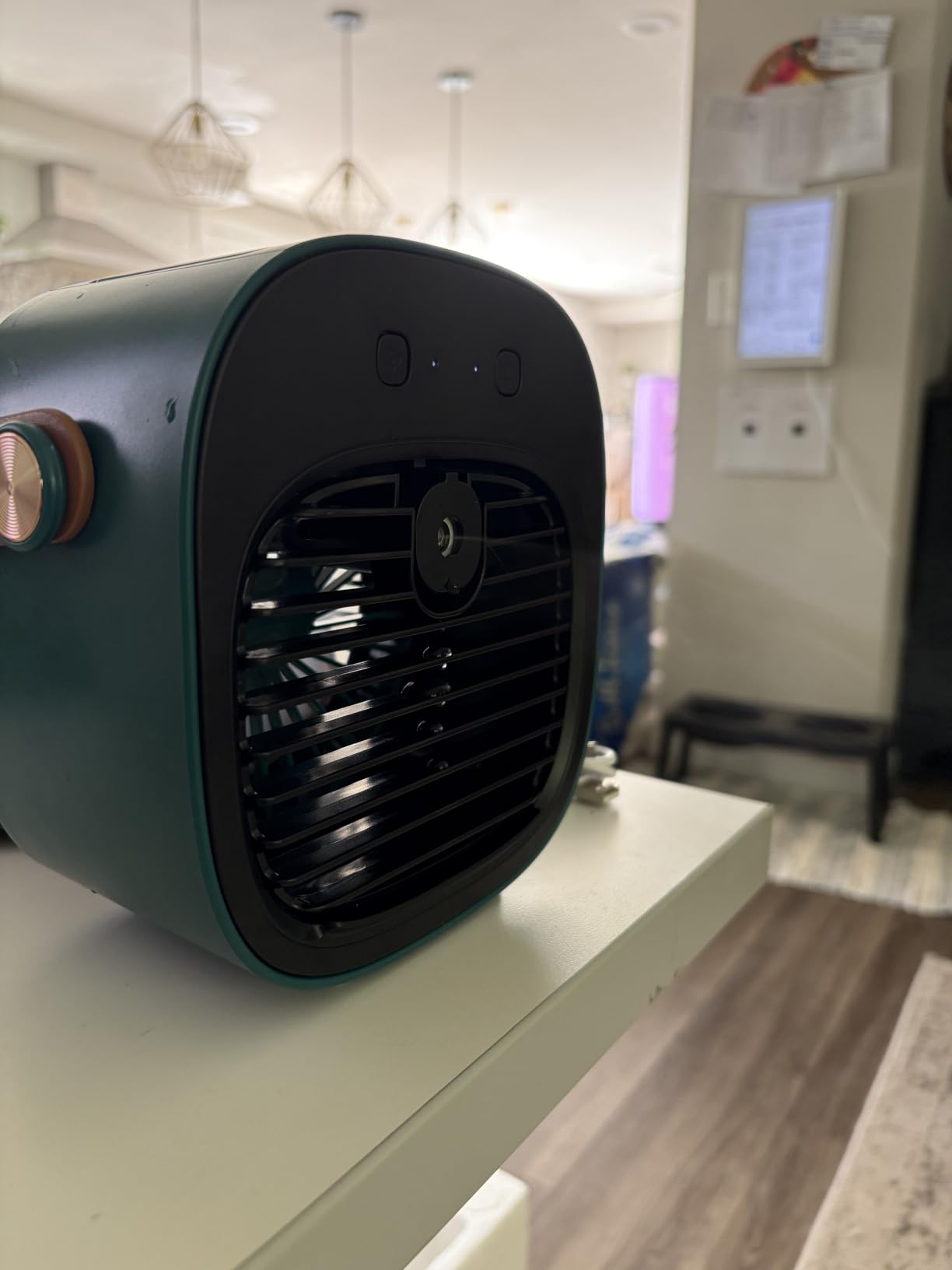 Portable Air Cooling Fan -6000mAh Rechargeable Mini Ice Cooler with 3 Speed Settings, 3.5-15.5 Hours Runtime, Quiet Desk Cooling Fan, Green Personal Air Cooler for Car, Bedroom, Travel, Office, Outdoor customer photo 2