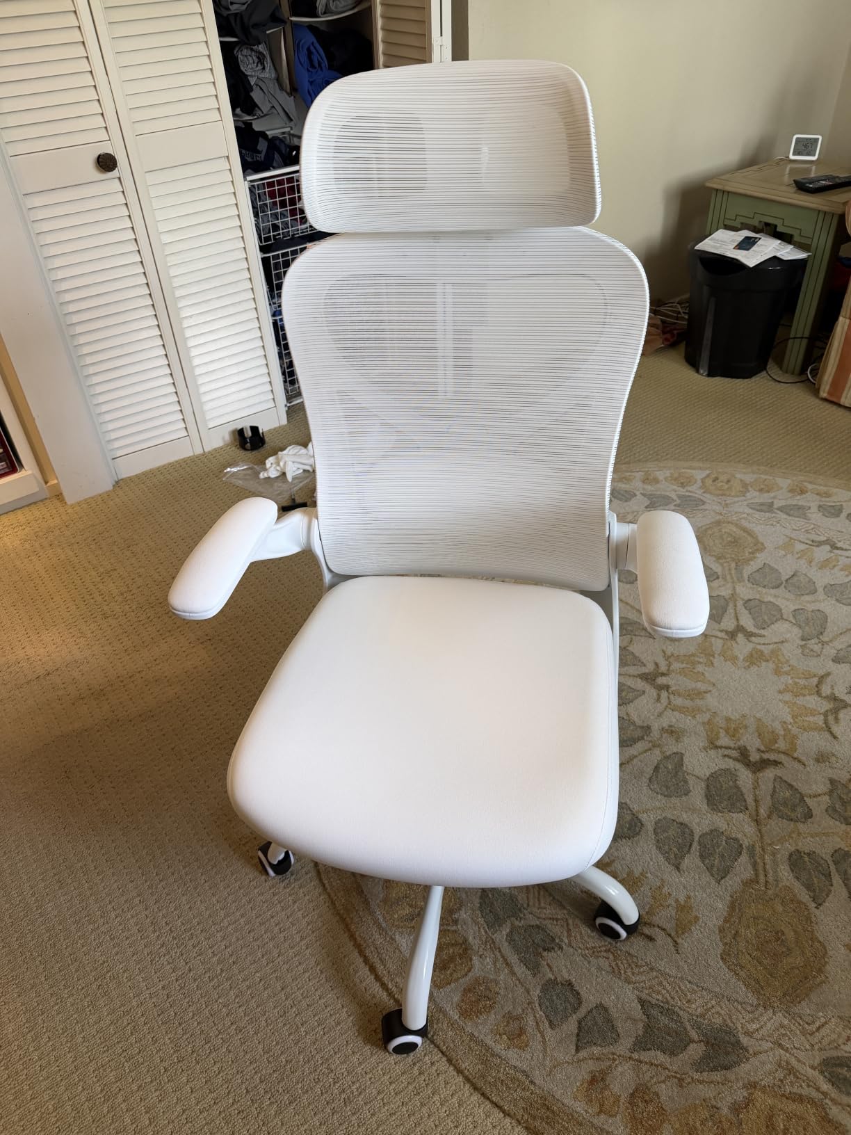Ergonomic Office Chair for Back & Neck Pain Relief, Virgin Foam Seat, 2D Adjustable Lumbar & 3D Headrest, Tilt & Rock for Relaxation, Ideal for Long Sitting Comfort, White/Gold customer photo 1