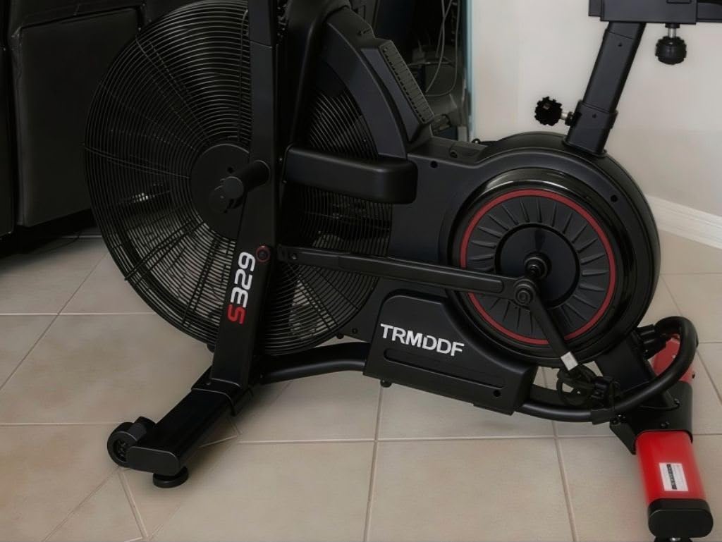 Air Resistance Fan Exercise Bike, Upright Stationary Indoor Cycling Bike with Bluetooth Connection, Dual Action Handlebars and Dual-Layer Transmission System for Home Gym Cardio Training customer photo 1