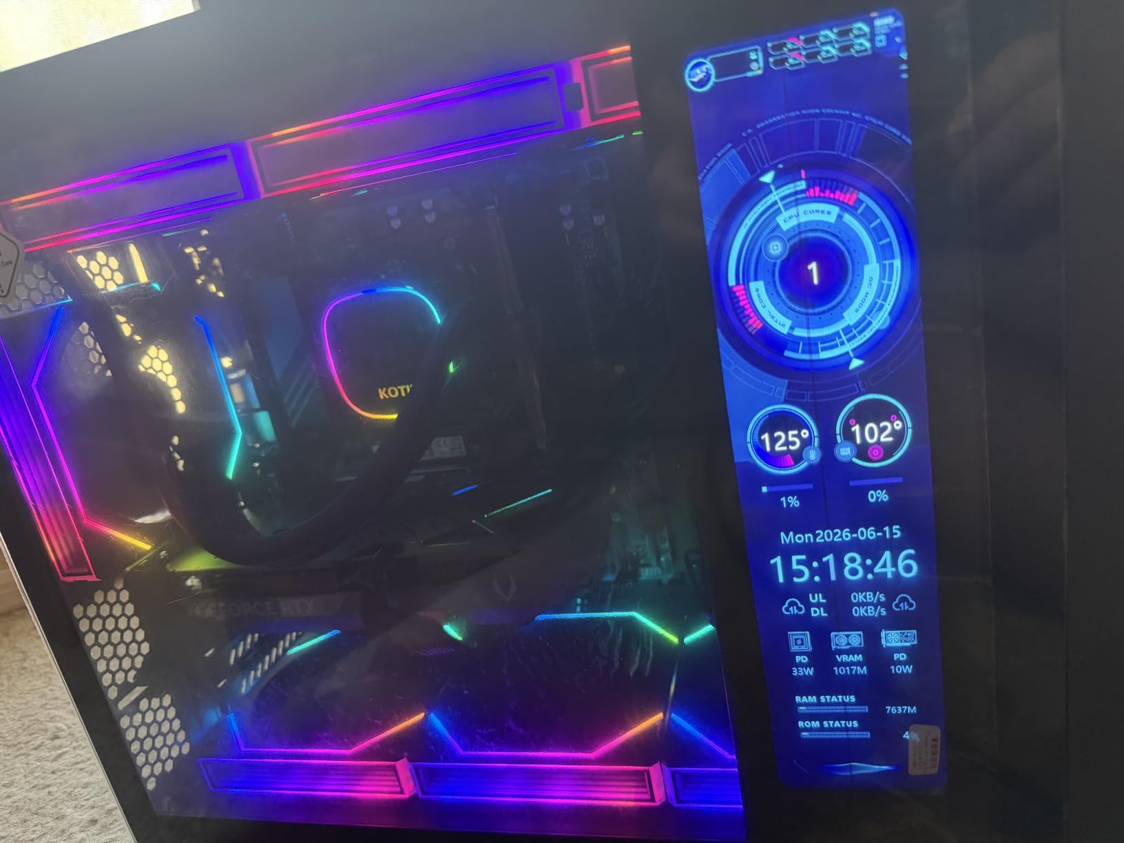 KOTIN Prebuilt Gaming PC Ryzen 7 9700X 16GB DDR5 RTX 5060 Ti 8GB 1TB SSD | 360MM Liquid Cooled Gaming Desktop, 11.3in Smart Display, 650W 80+ Gold PSU, WiFi 7, Windows 11 ARGB Tower Computer customer photo 1