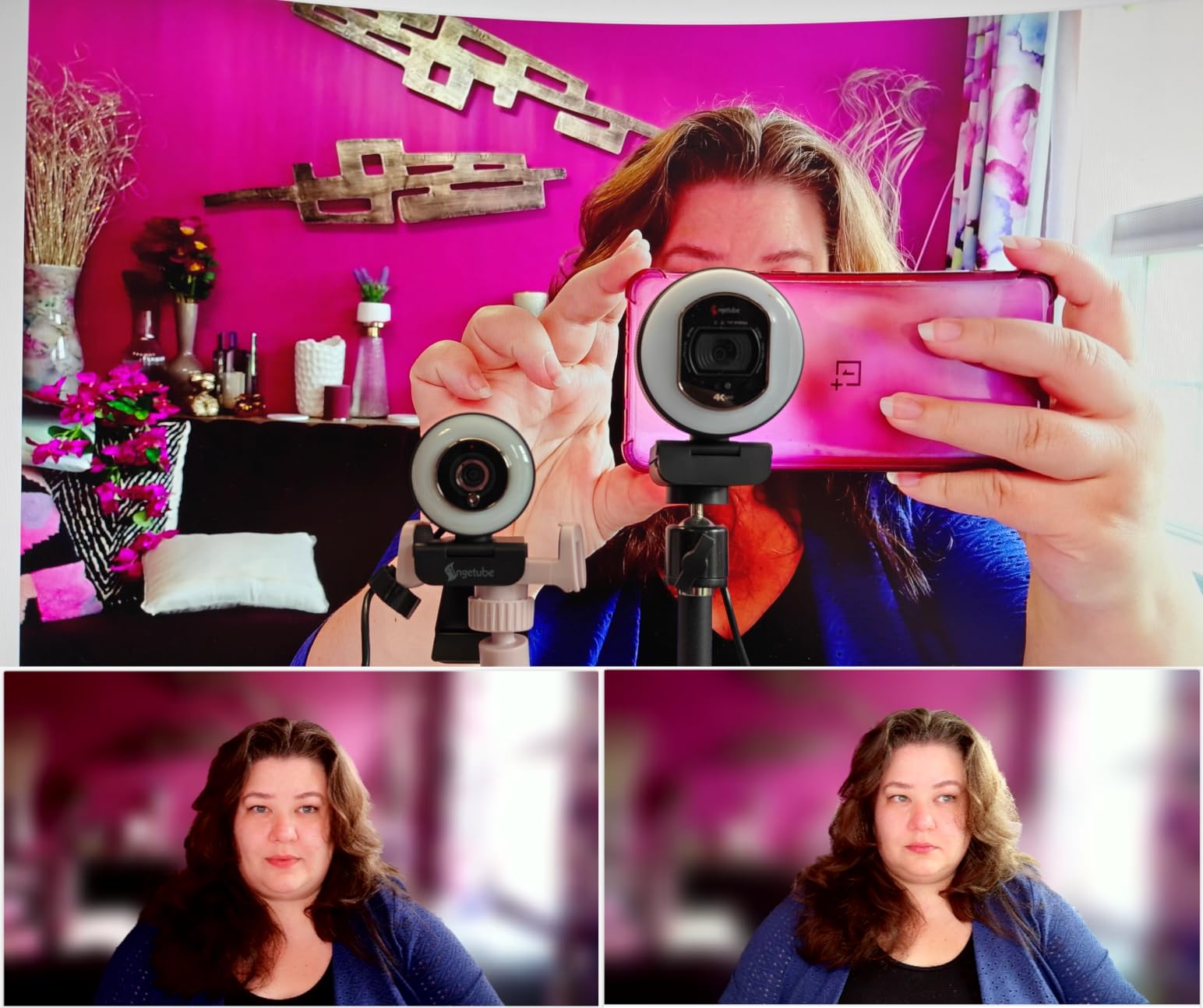 Angetube 4K Webcam with Ring Light, 4K@30FPS, PDAF Autofocus, 1080P@60FPS, 2 Microphones, USB-A/C, Privacy Cover customer photo 1