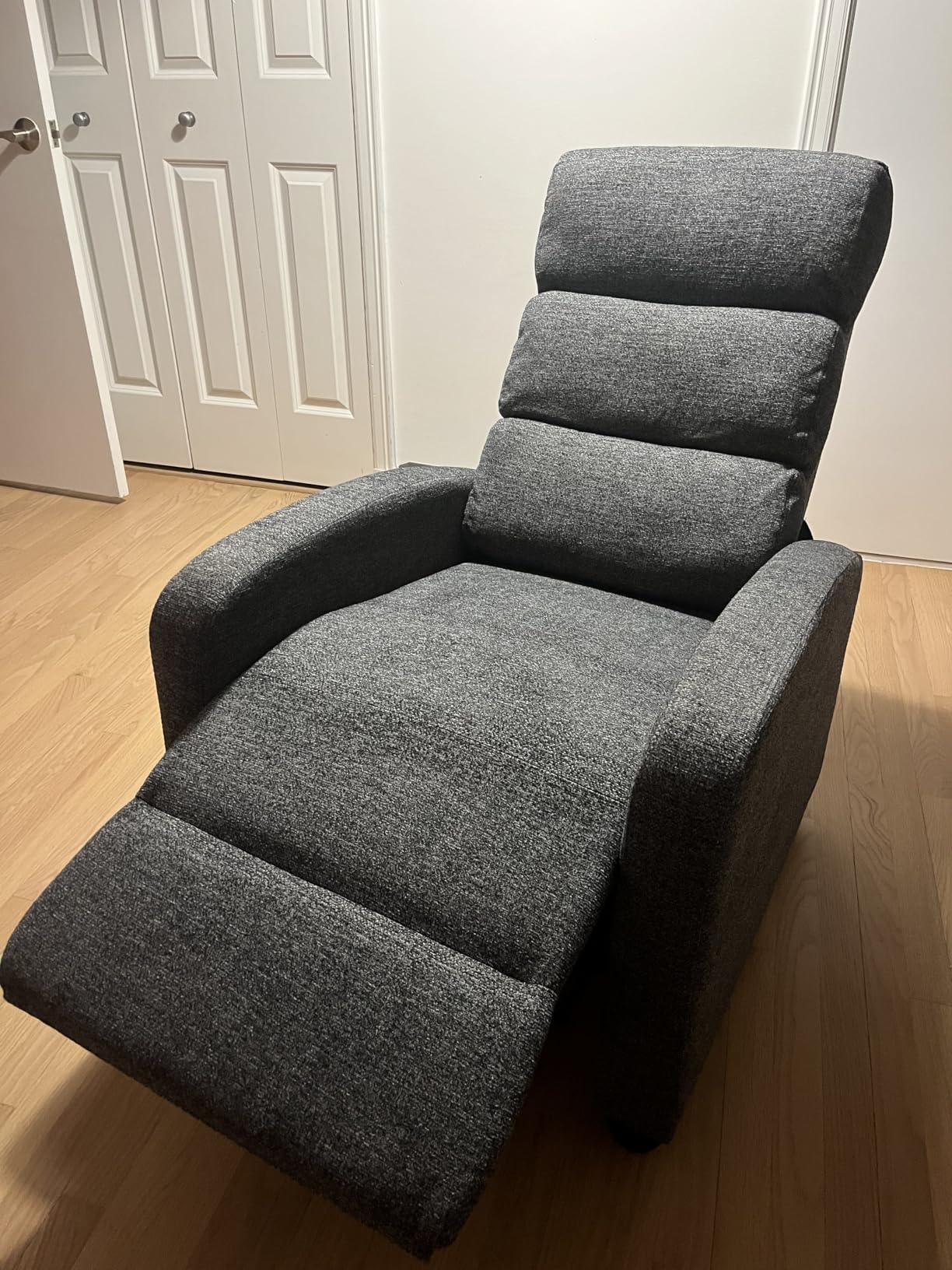 Furnimart Small Manual Recliner Chair for Compact Spaces, Overstuffed Chenille, Chunky Cushion, Comfortable Single Sofa Recliner for Adults, Ideal for Living Room, Bedroom, Home Theater, Gray customer photo 1