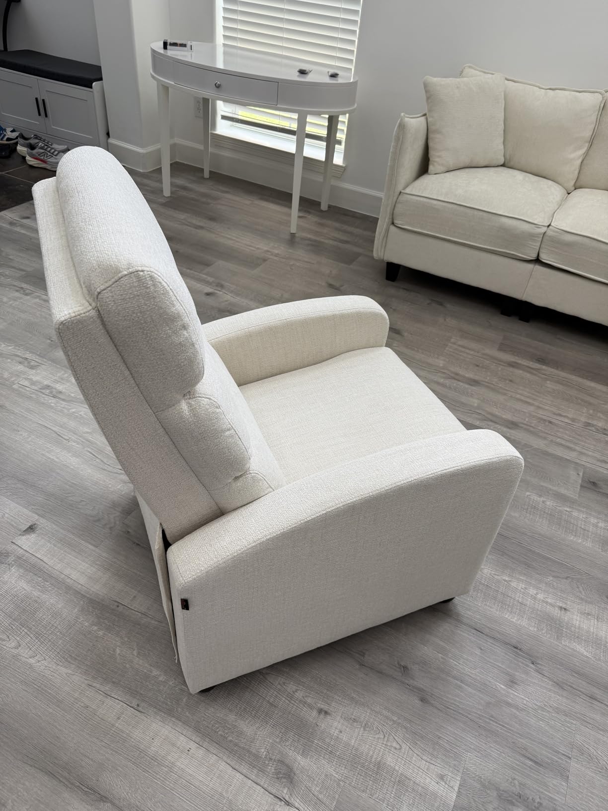 Furnimart Small Manual Recliner Chair for Compact Spaces, Overstuffed Chenille, Chunky Cushion, Comfortable Single Sofa Recliner for Adults, Ideal for Living Room, Bedroom, Home Theater, Gray customer photo 2