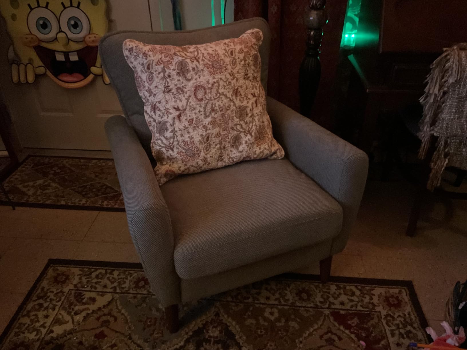 OLIXIS Comfy Accent Chair for Living Room Bedroom and Waiting Room, Upholstered Mid-Century Reading Chair with Pillow and Solid Wood Legs, Wide Singe Modern Lounge Sofa, Cream Beige customer photo 2