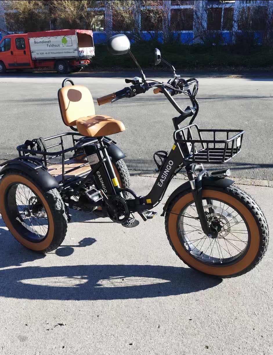 KAKIGO Electric Tricycle for Adults, Peak 1350W Motor Etrike, 48V15.6Ah Ebike, 20