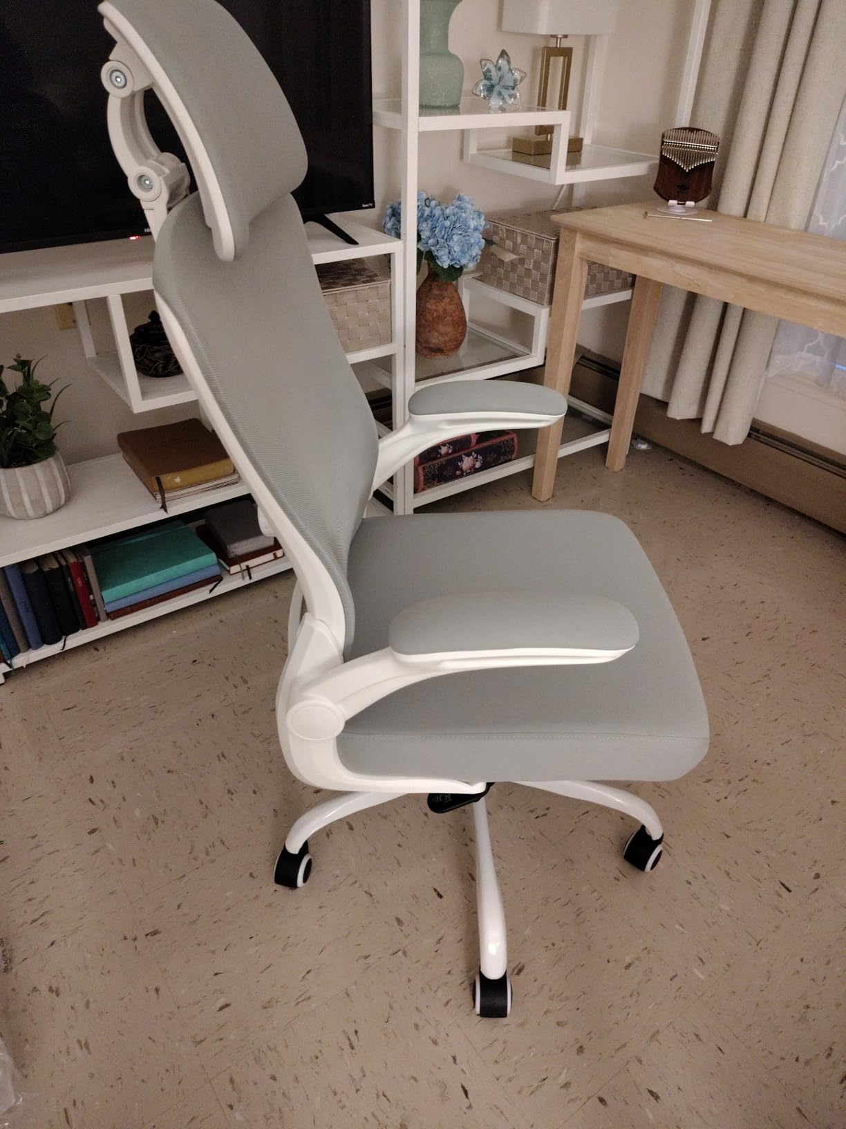 Ergonomic Office Chair for Long Hours, Padded Lumbar Support for Lower Back Relief, 330 lb Capacity, Comfortable Computer Desk Chair for Home Office, Computer & Study (Modern, Light Gray/White) customer photo 1