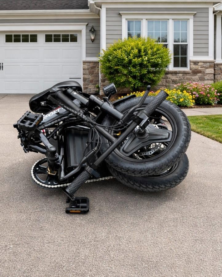 AZHAR Foldable Electric Bike 1200W Peak Motor, Up to 25 MPH, 45 Miles PAS Range, Dual Suspension, 14