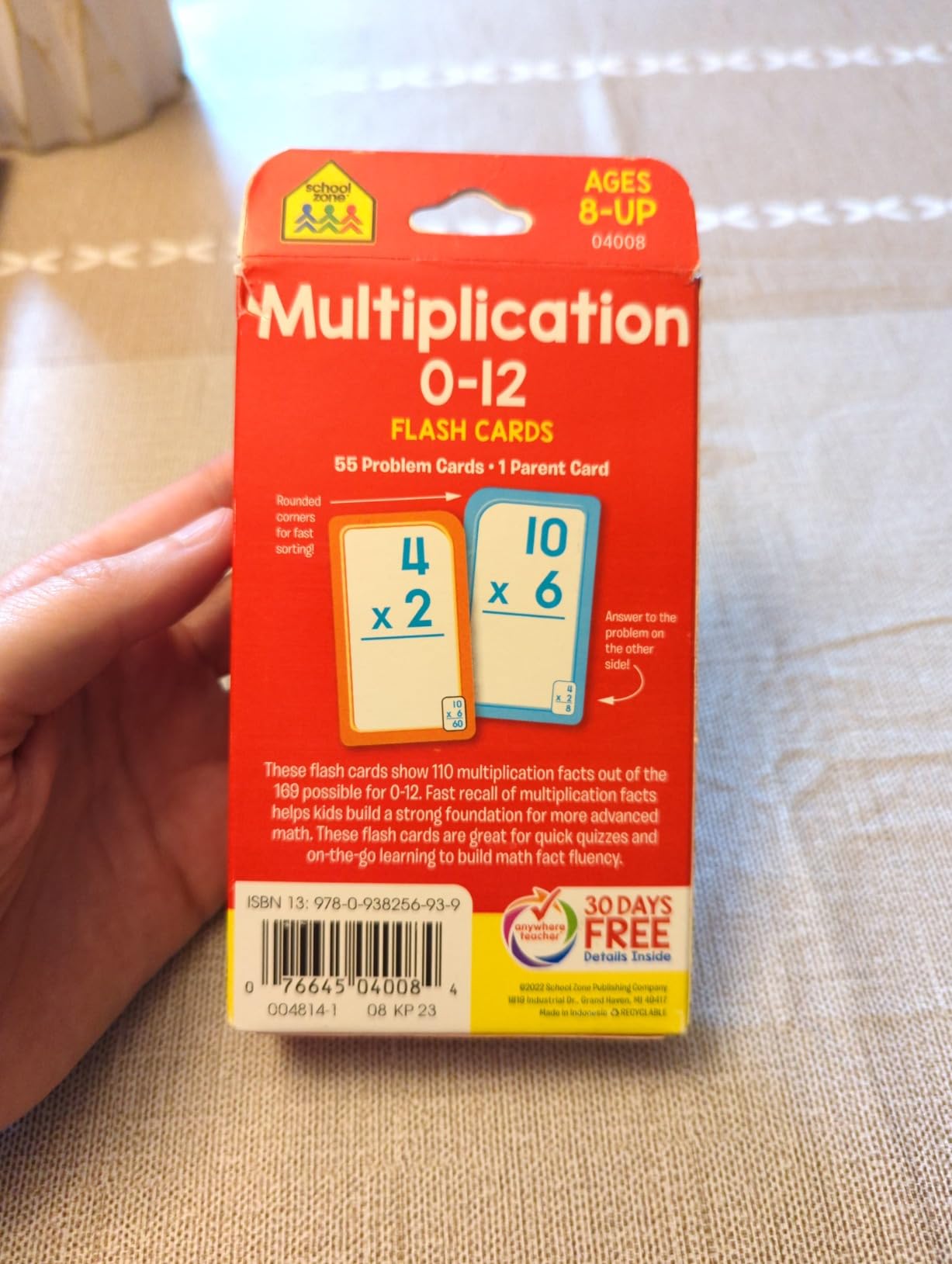 School Zone Multiplication 0-12 Flash Cards: 56 Math Cards, 3rd Grade, 4th Grade, Elementary Math, Multiplication Facts, Common Core, Ages 8+ customer photo 1