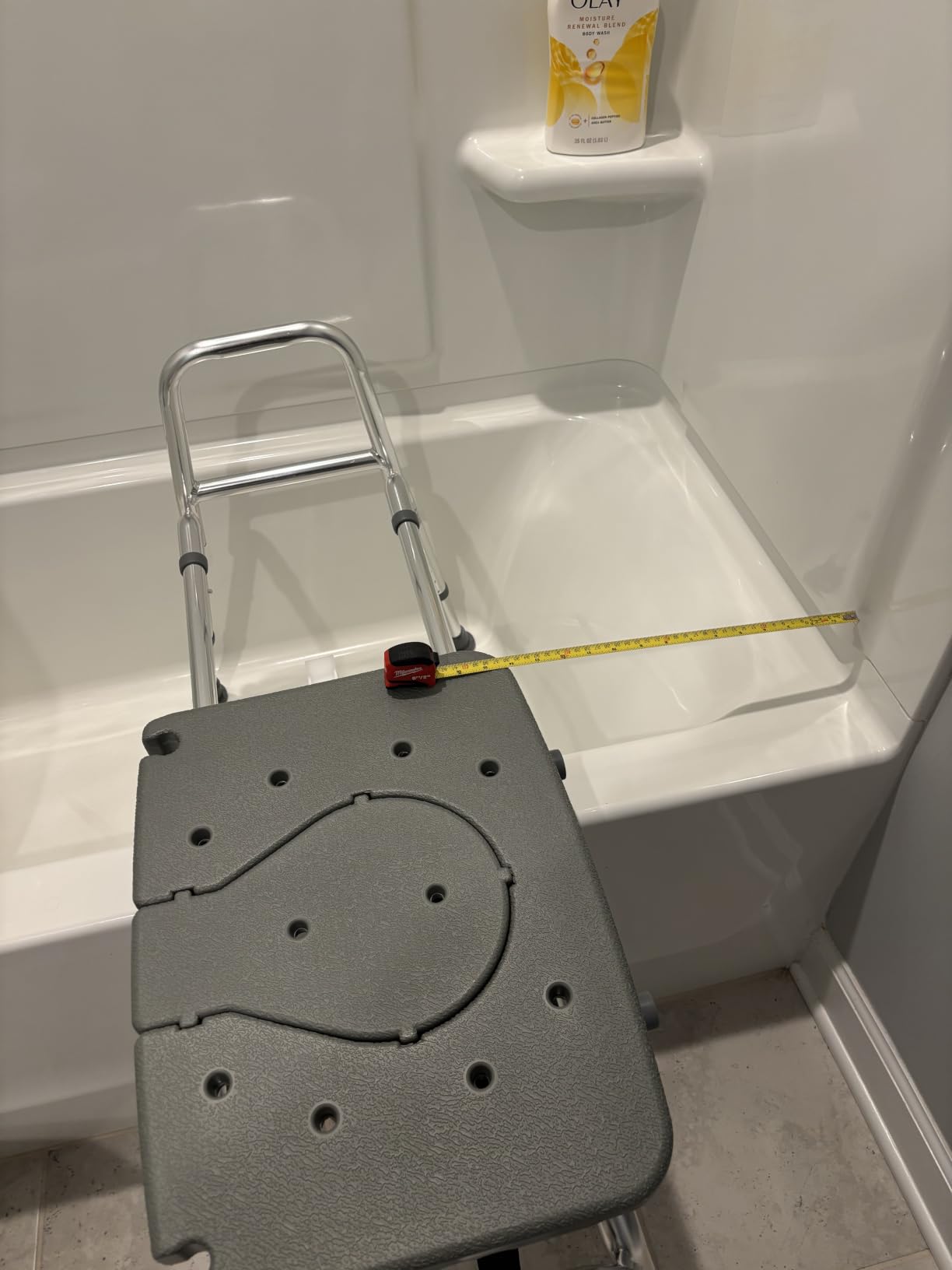 DMI Tub Transfer Bench and Shower Chair with Non Slip Aluminum Body, FSA Eligible, Adjustable Seat Height and Cut Out Access, Holds Weight up to 400 Lbs, Bath and Shower Safety, Transfer Bench customer photo 1