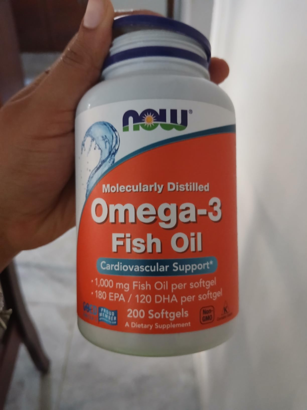 NOW Foods Supplements, Omega-3 180 EPA / 120 DHA, Molecularly Distilled, Cardiovascular Support*, 200 Softgels customer photo 1