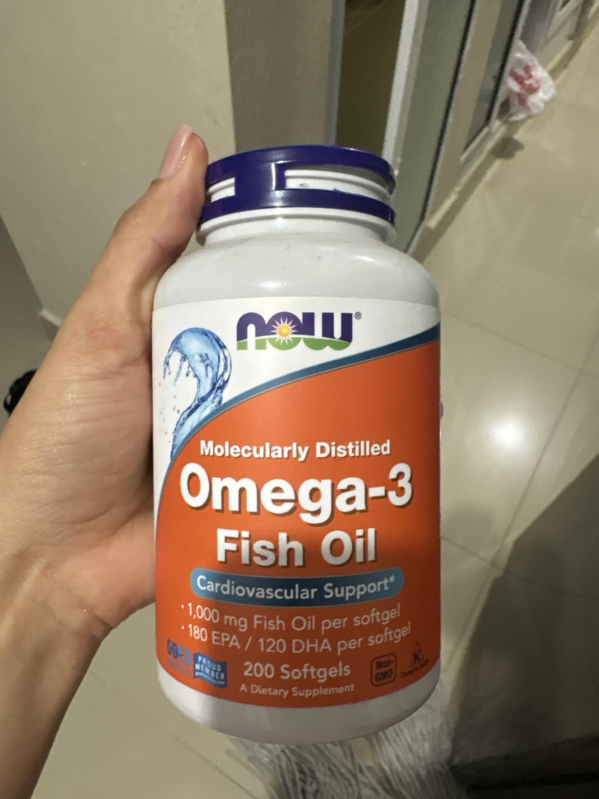NOW Foods Supplements, Omega-3 180 EPA / 120 DHA, Molecularly Distilled, Cardiovascular Support*, 200 Softgels customer photo 2