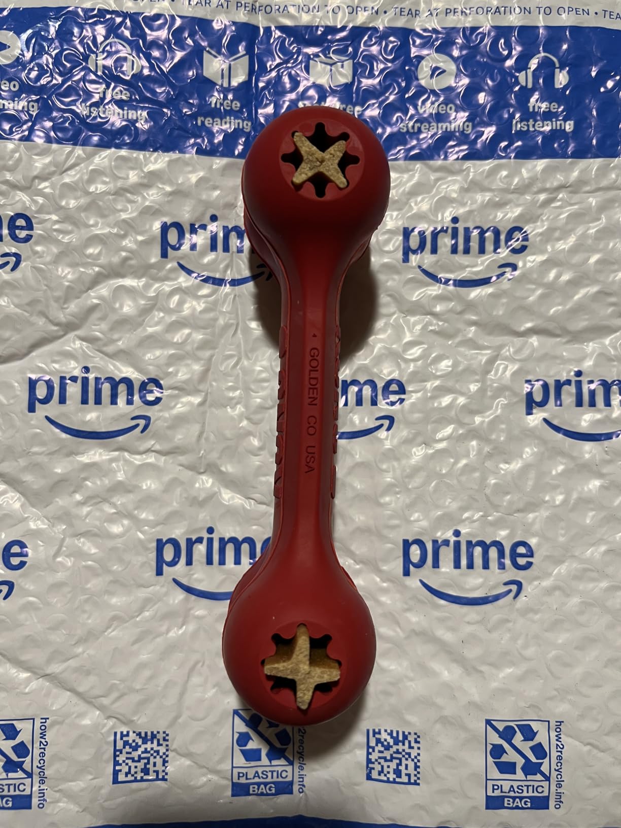 KONG Goodie Bone, Natural Rubber Treat-Dispensing Toy, Red, for Large Dogs customer photo 1