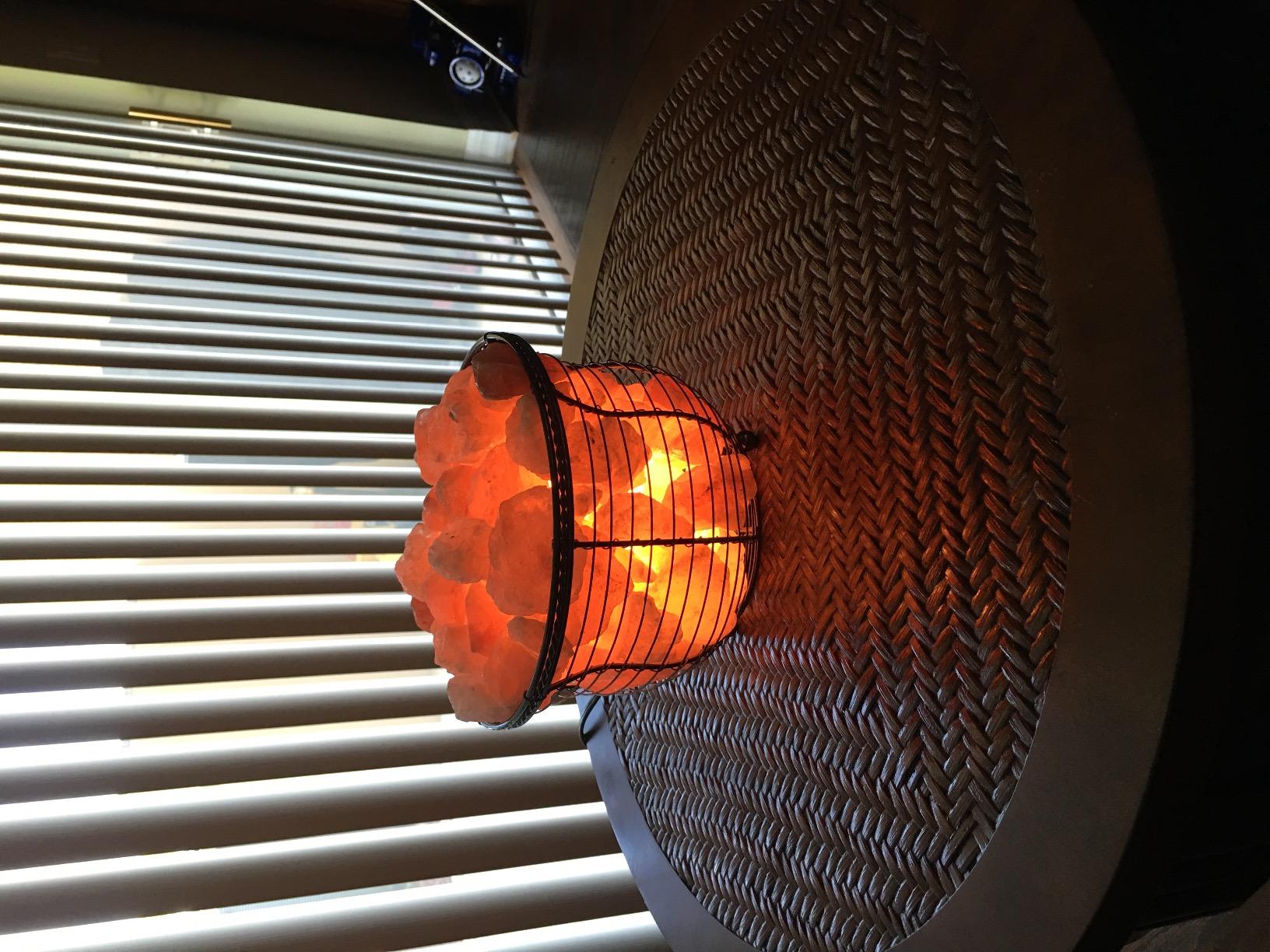 Natural Himalayan Salt , Tall Round Metal Basket lamp with Dimmer Switch | 8-10 lbs customer photo 1
