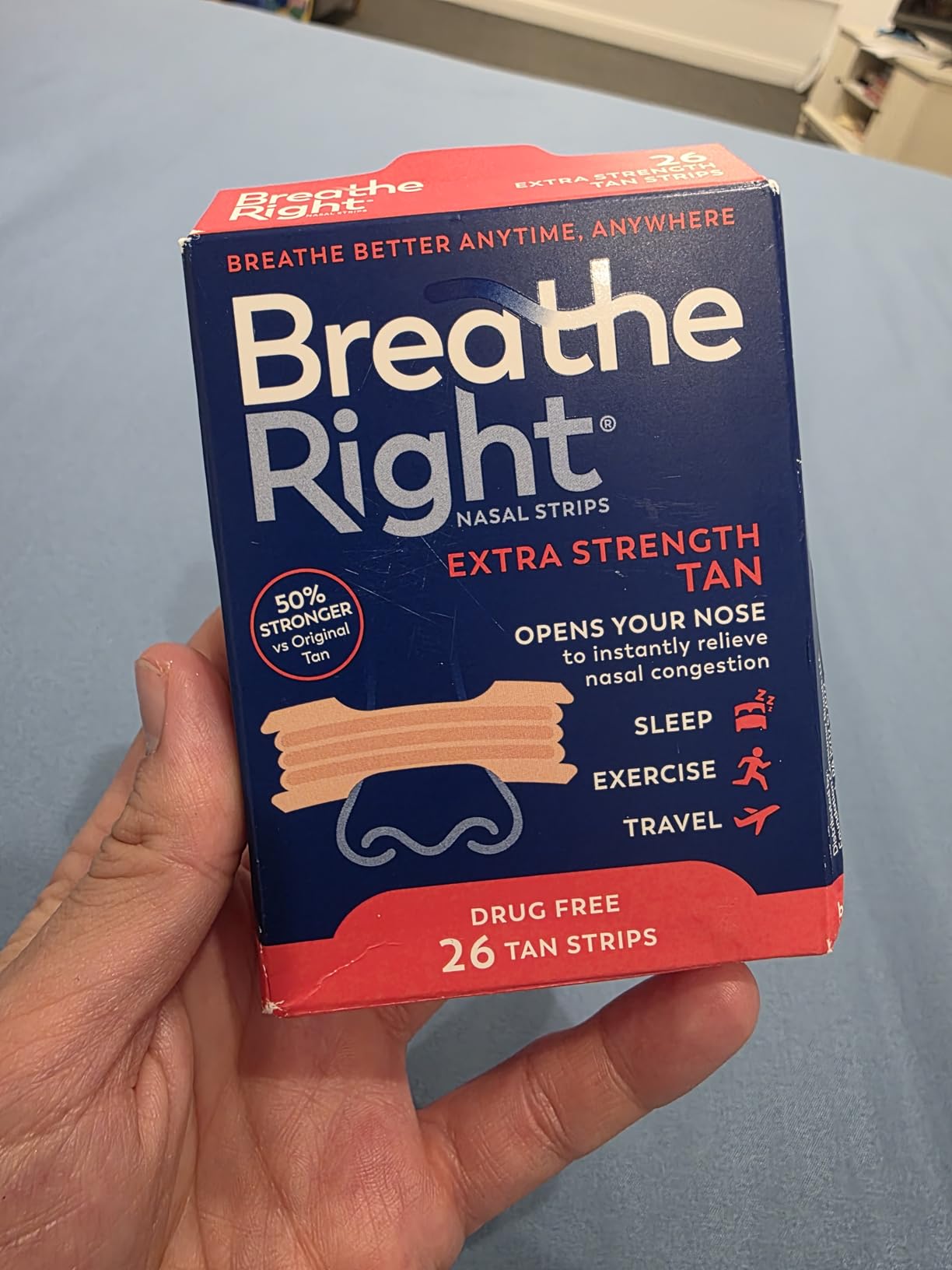 Breathe Right Nasal Strips, Relieves Nasal Congestion, Extra Strength, Tan customer photo 2
