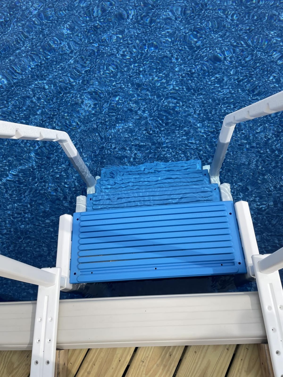 Confer Plastics Step-1X: Sturdy Above Ground Entry System with Dual Handrails and Slip-Resistant Steps, Easy Installation, Supports up to 400 lbs - Proudly Made in USA. White with Blue Treads customer photo 2