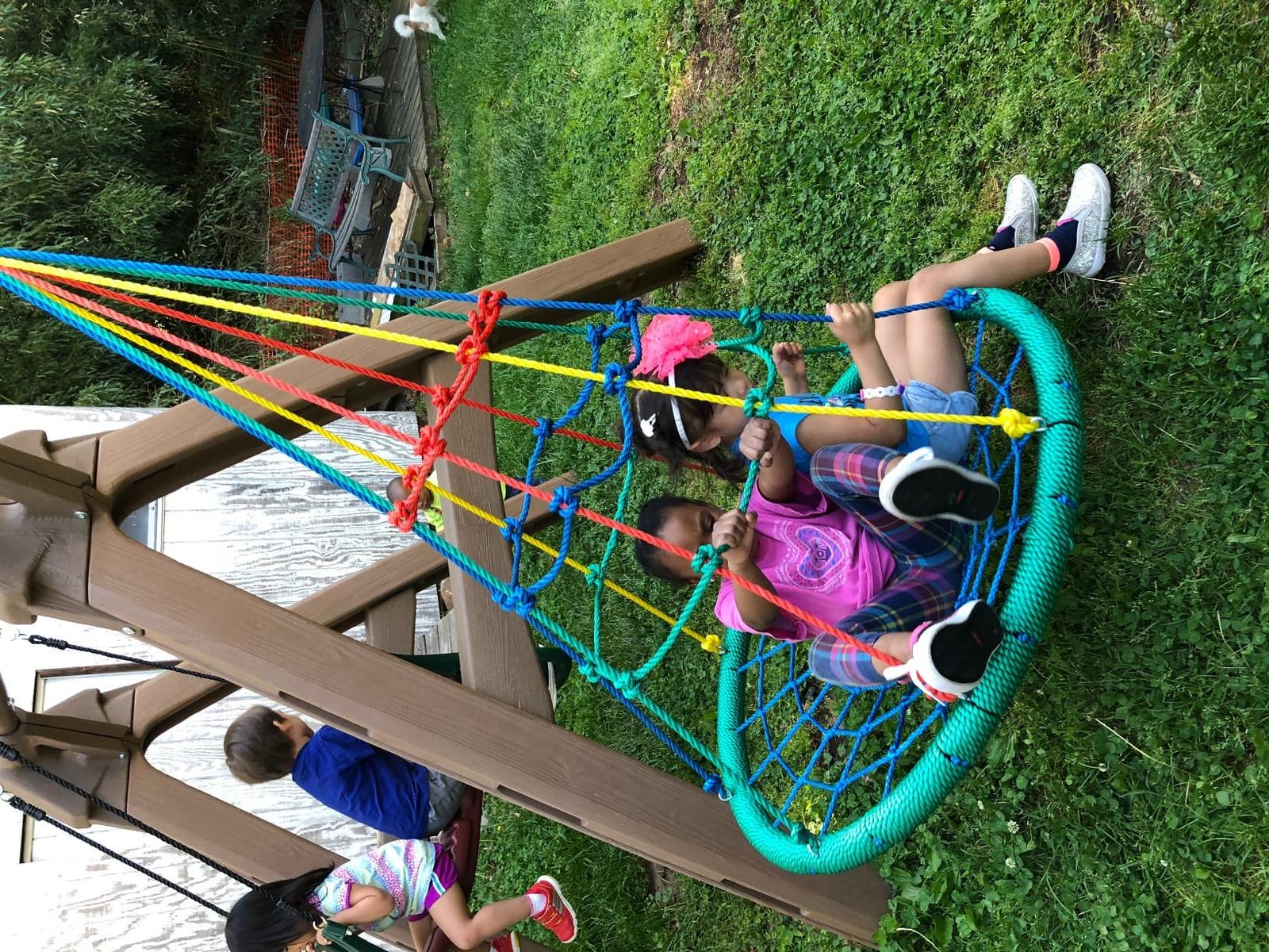 Step2 Naturally Playful Adventure Lodge Play Center with Glider, Kids Outdoor Playset, Two Tier Backyard Playground Set, Slide, Swings, Rope Ladder, Basketball Hoop, Jungle Gym, Children 3-8 Years Old customer photo 2