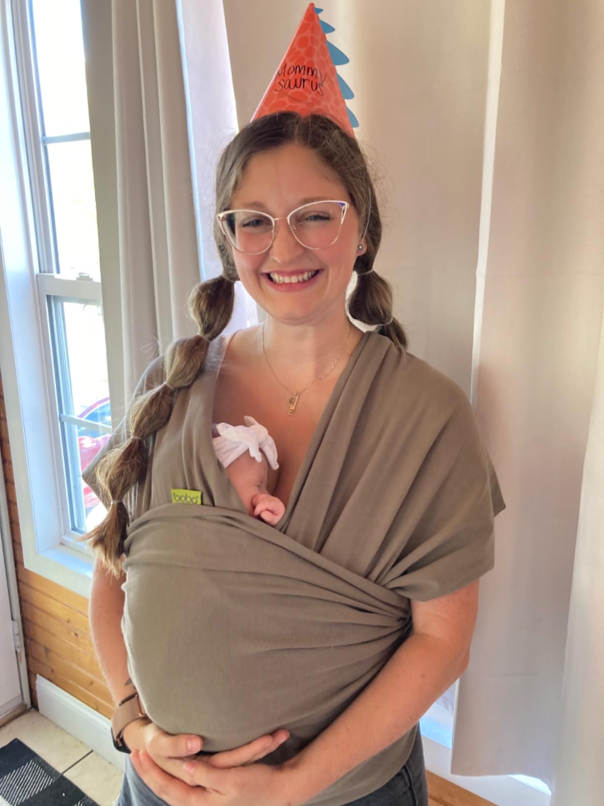 Boba Baby Wrap Carrier - Stretch Cotton Newborn Sling, Grey customer photo 1