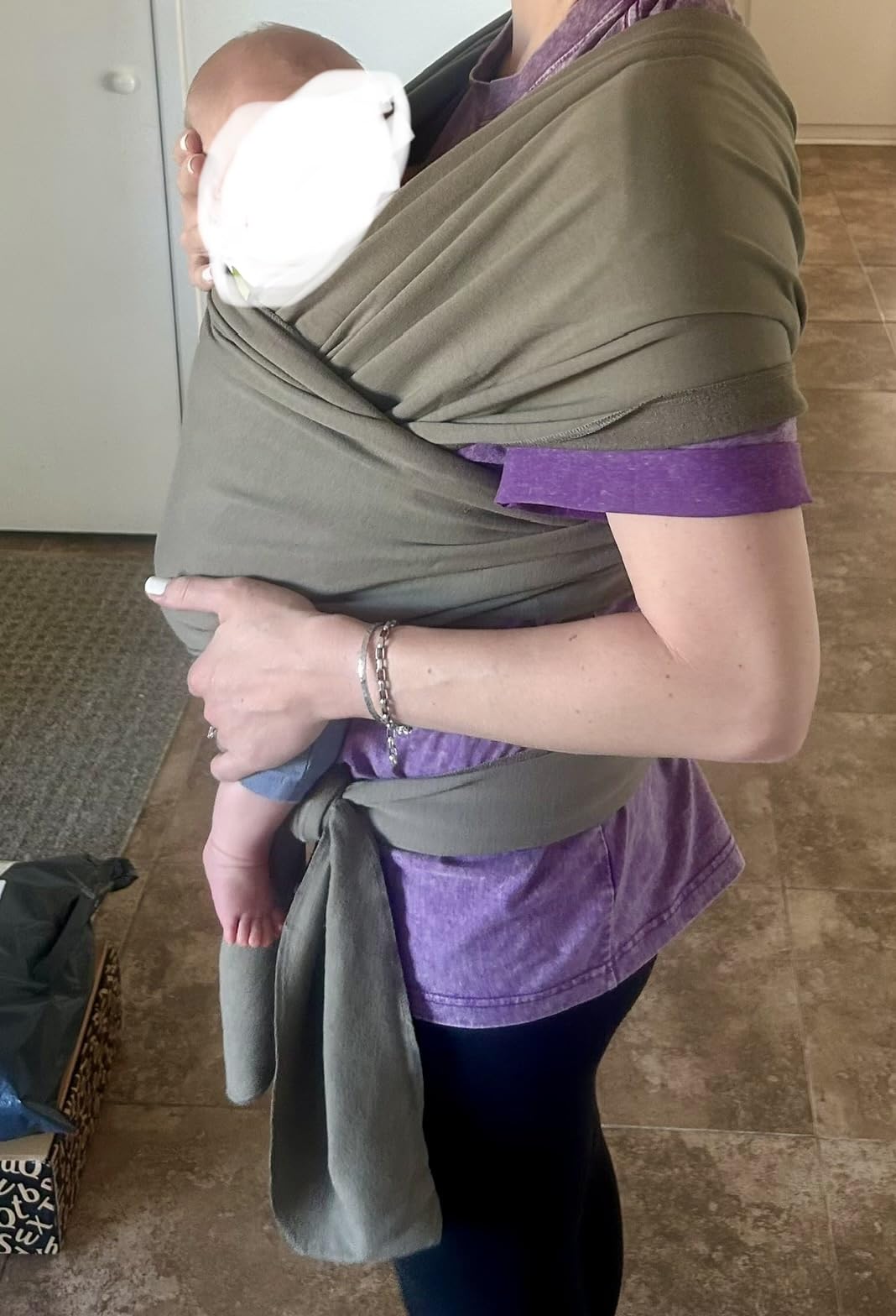 Boba Baby Wrap Carrier - Stretch Cotton Newborn Sling, Grey customer photo 2