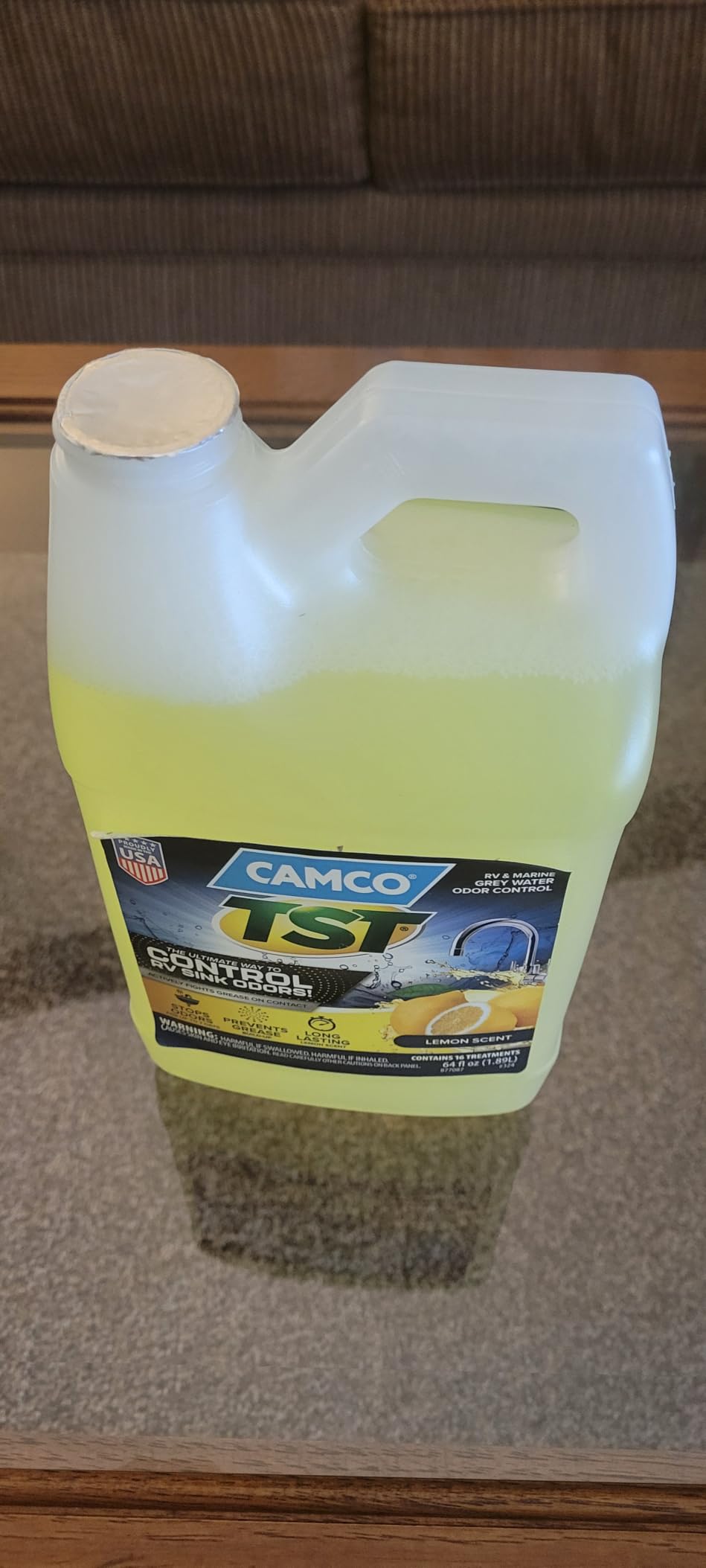 Camco TST RV Grey Water Odor Control - Lemon Scent - 64oz - Made in the USA customer photo 2
