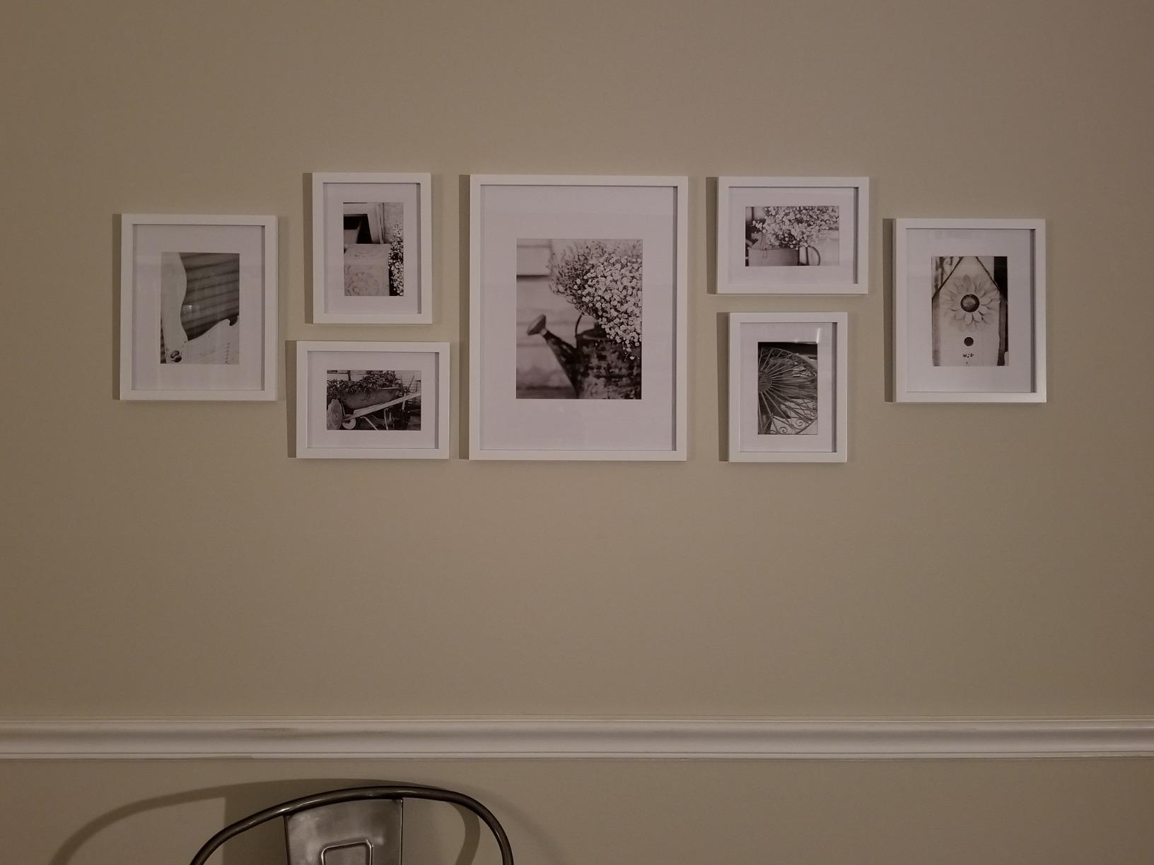Gallery Perfect Multi-Size Picture Frame Set 7 Pack, Black Gallery Wall Frames with Hanging Hardware, Clear Glass - One 12x16, Two 8x10, Four 6x8 Matted Photo Frames for Wall Display customer photo 2