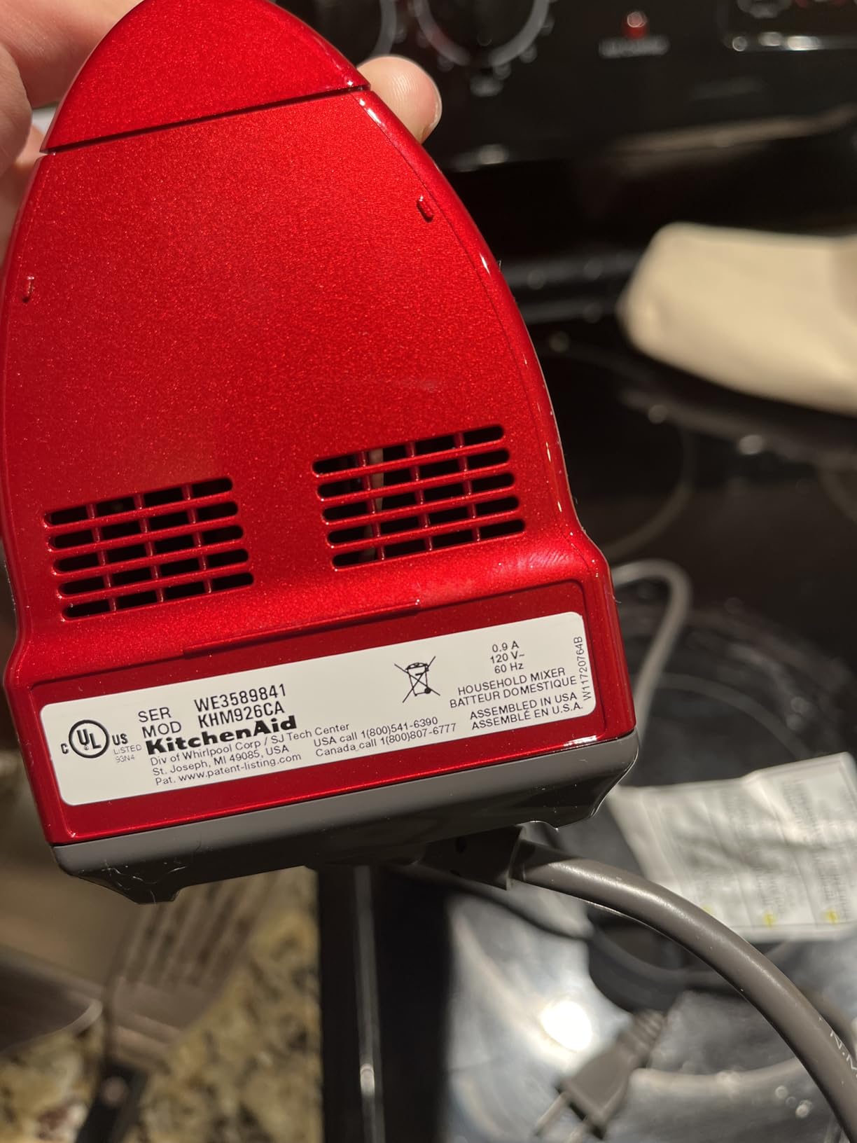 KitchenAid 9 Speed Hand Mixer, KHM926, Candy Apple Red | 9 Speeds, Pro whisk attachment, Stainless Steel Turbo Beater II for ideal mixing, dough hook, Dishwasher-safe accessories customer photo 1