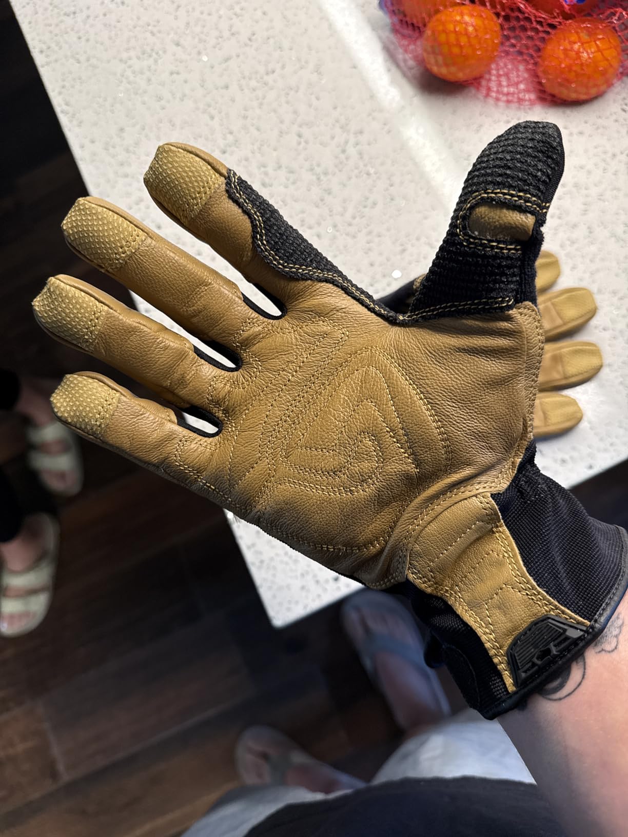 Ironclad Ranchworx Work Gloves RWG2, Premier Leather Work Glove, Performance Fit, Durable, Machine Washable, (1 Pair), RWG2-04-L,Brown/Black customer photo 2