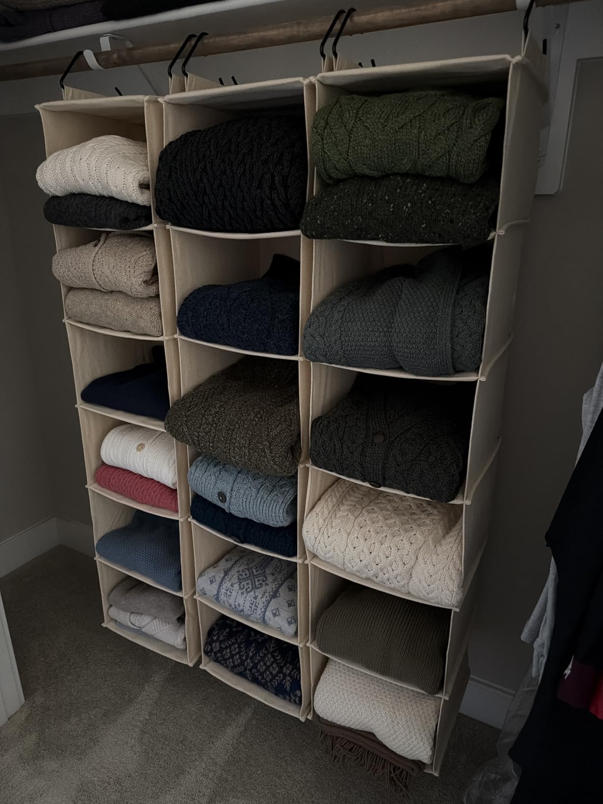Household Essentials Cedarline 6‑Shelf Hanging Closet Organizer in Heavy‑Duty Cotton Canvas, Cream customer photo 2