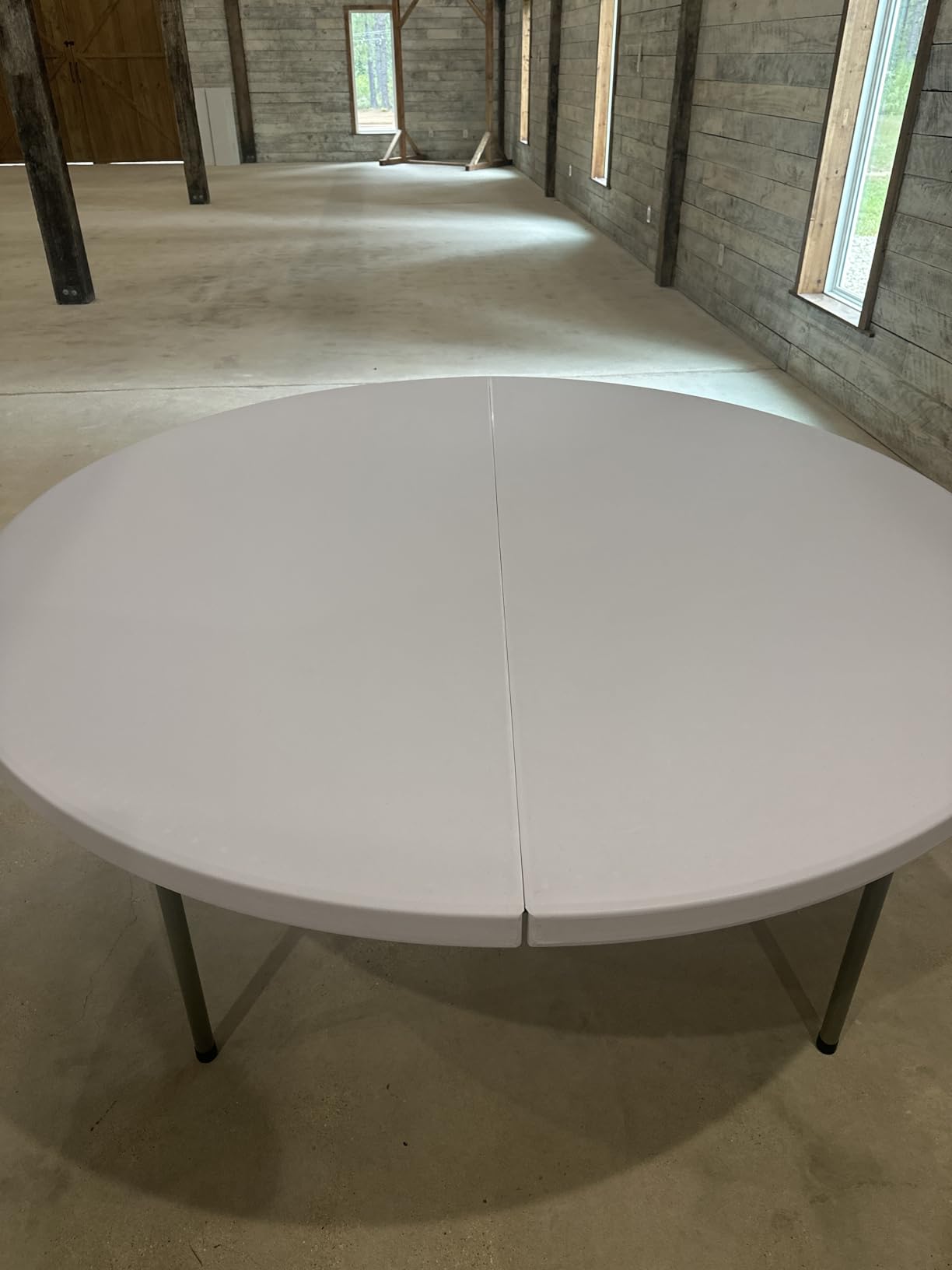 Flash Furniture 6-Foot Round Granite White Plastic Folding Table | Lightweight, Easy Storage, Commercial Grade customer photo 1