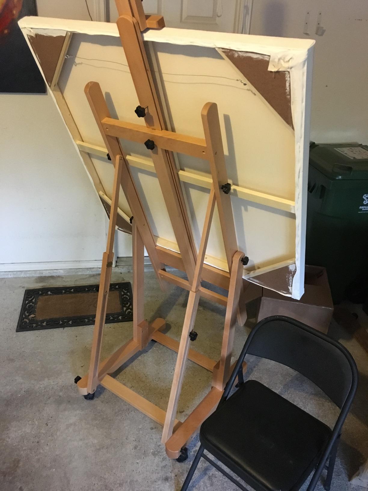 U.S. Art Supply Heavy Duty Extra Large Adjustable Wood H-Frame Easel customer photo 2