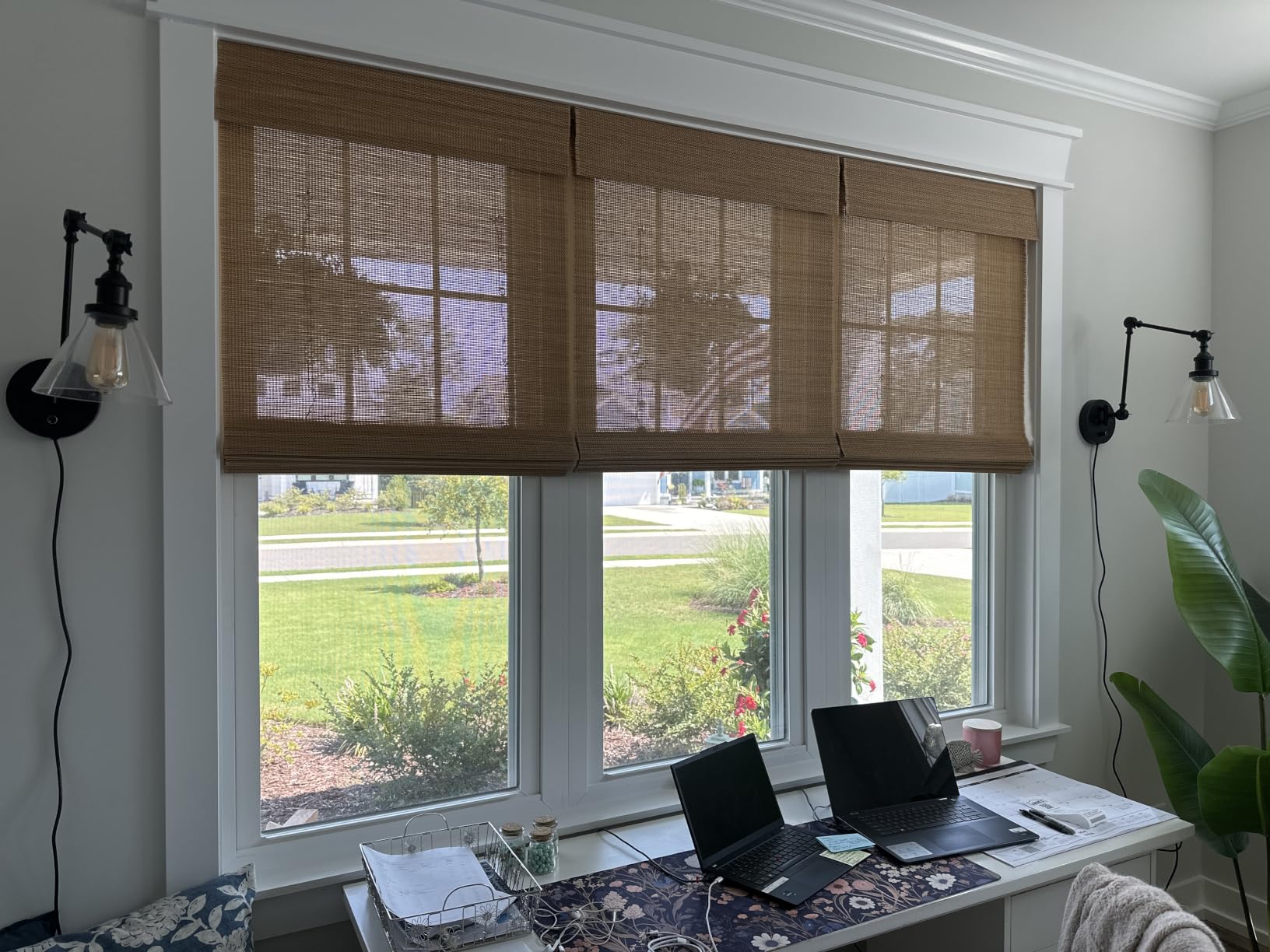 Cordless Woven Wood Roman Shades, 24W x 36H, Hatteras Camel, Sizes 20-72 Wide and 24-72 High customer photo 1