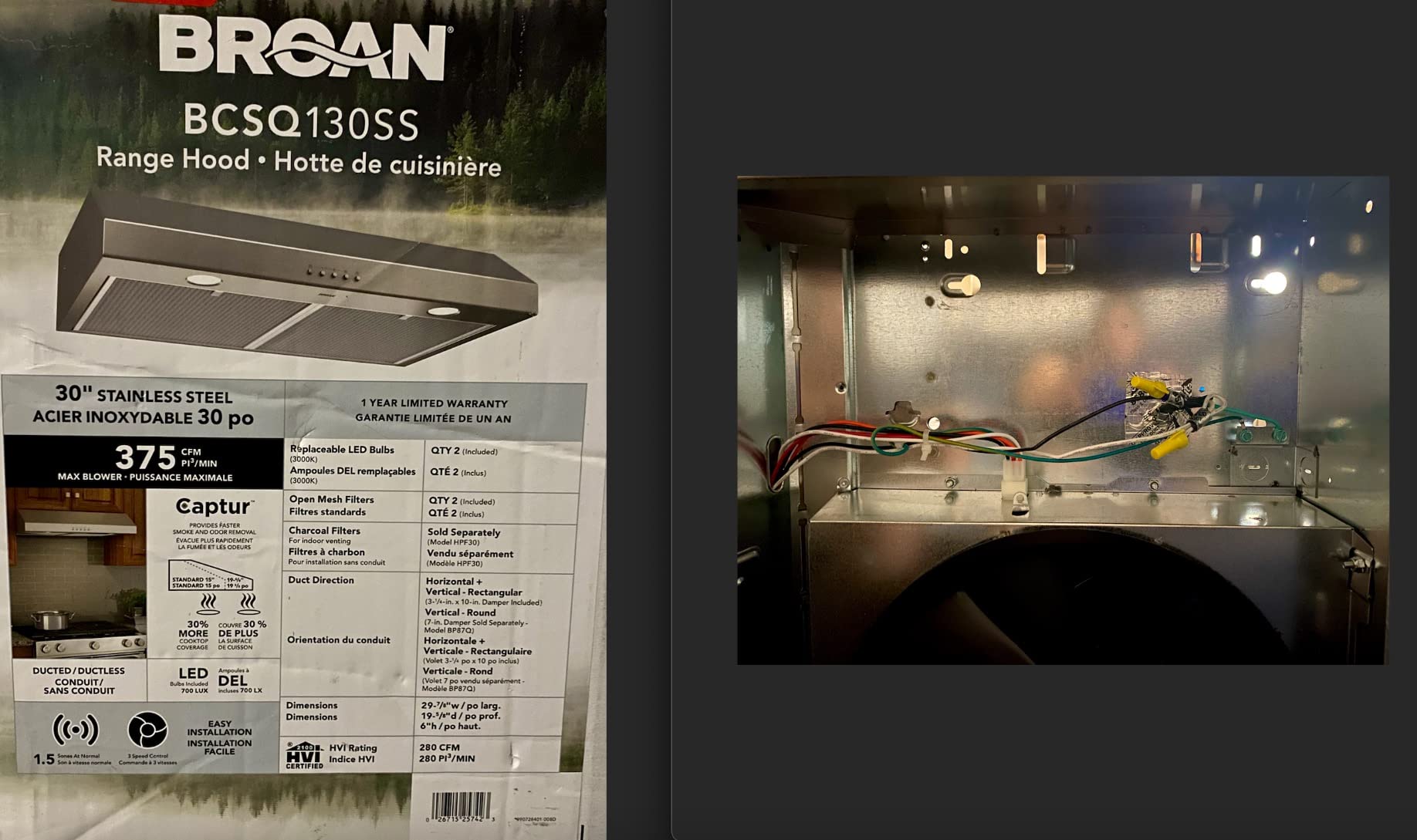 Broan-NuTone BCSQ130SS Three-Speed Glacier Under-Cabinet Range Hood with LED Lights ADA Capable, 1.5 Sones, 375 Max Blower CFM, 30-Inch, Stainless Steel customer photo 2