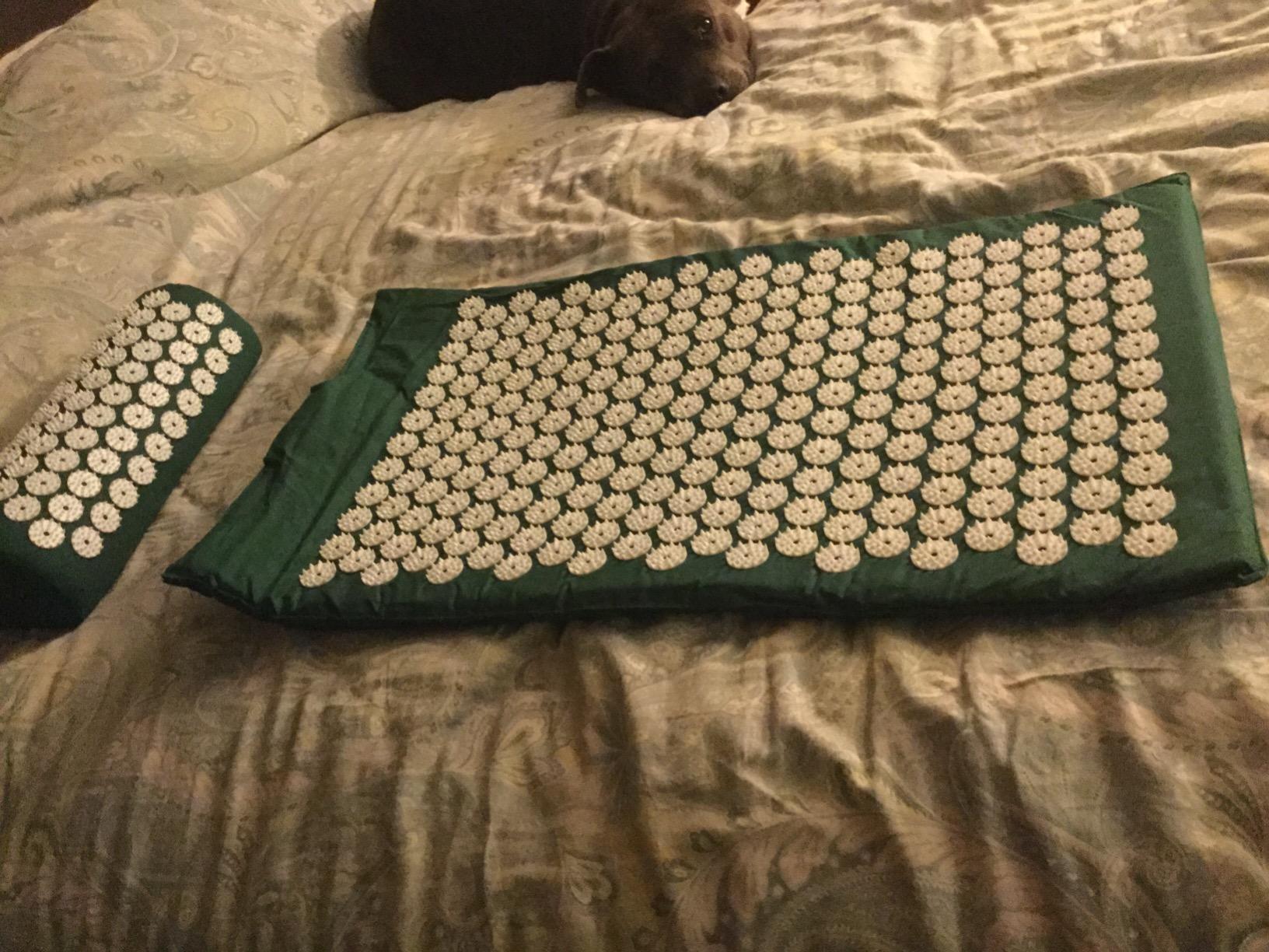 Sivan Acupressure Mat & Pillow Set for Back & Neck (Large, Green/White) customer photo 1
