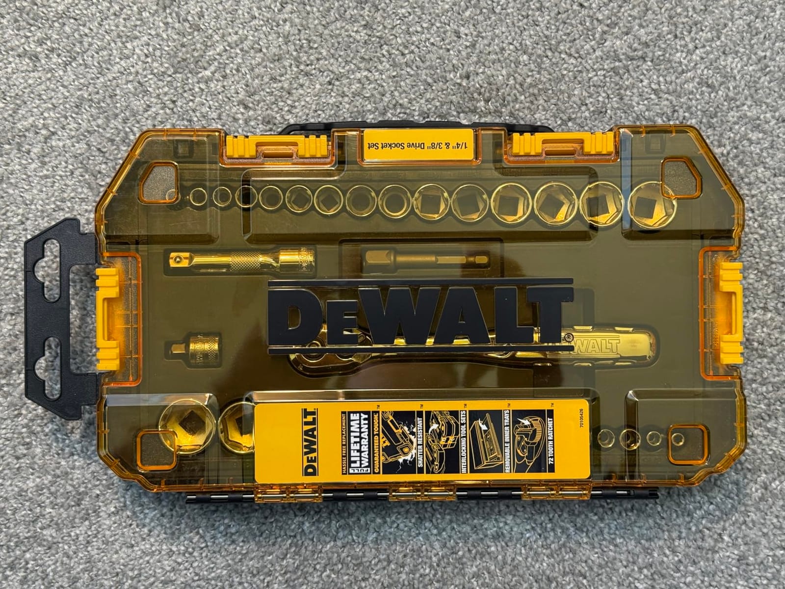 DEWALT Socket Set, 1/4-Inch & 3/8-Inch Drive, SAE/Metric, 34-Piece (DWMT73804) customer photo 1