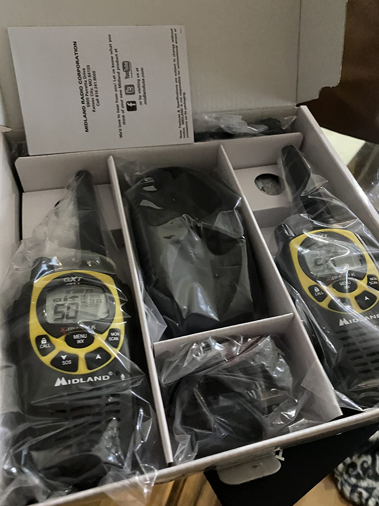 Midland GXT1030VP4 GMRS Two-Way Radio (50-Channel, Long Range, 142 Privacy Codes, SOS, NOAA, Rechargeable Nickel Battery, Black/Yellow, 2-Pack) | 50-Channel, Long Range, JIS4, 142 Privacy Codes, SOS, NOAA, Rechargeable Nickel Battery customer photo 2