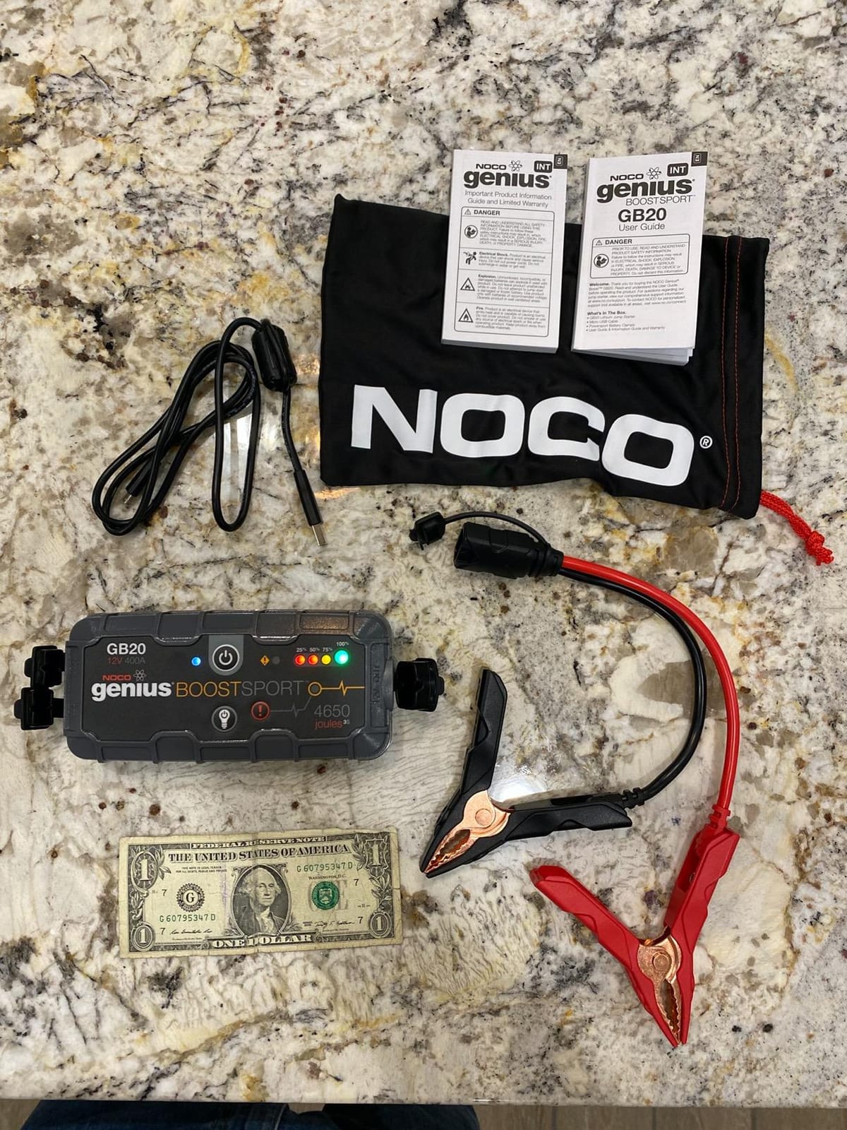 NOCO Boost GB20 500A UltraSafe Jump Starter, 12V Lithium Battery Booster | Spark-Proof & Reverse Polarity Protection,For Car, Truck, Motorcycle, SUV, Boat, ATV, RV, up to 4.0L Gas customer photo 1