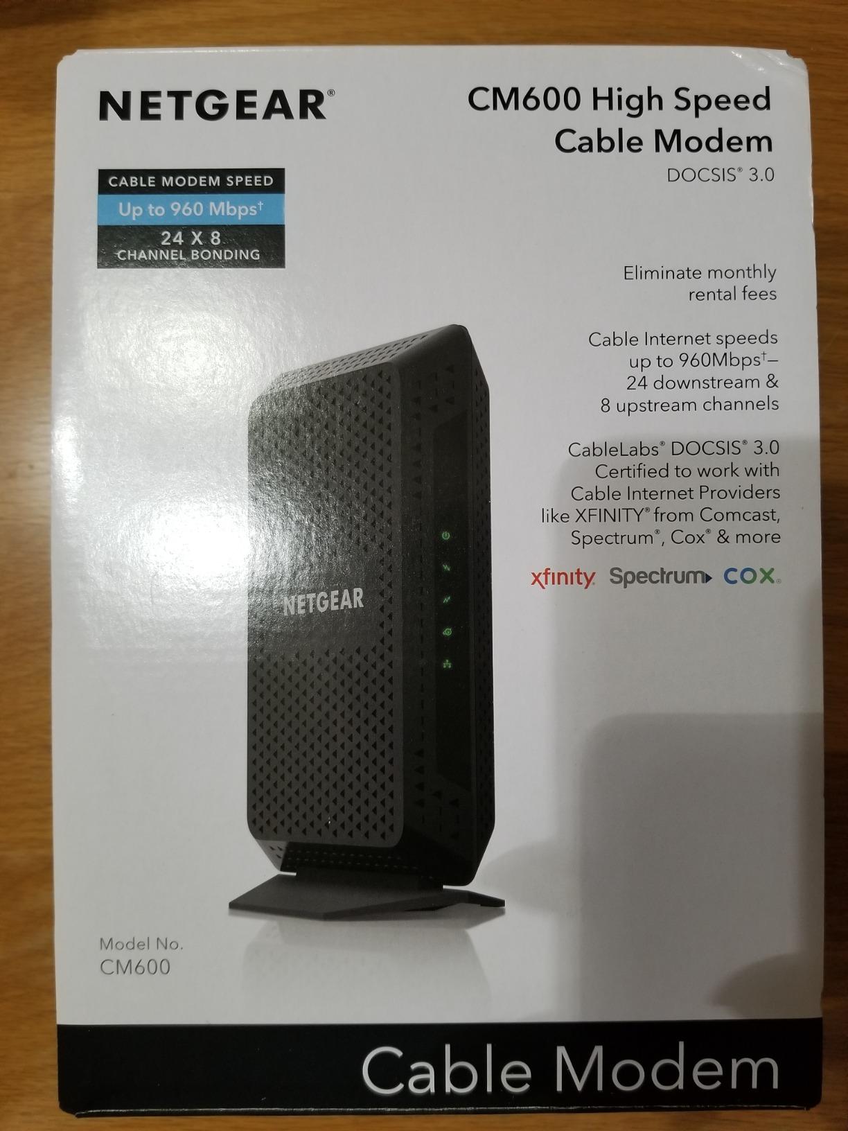Netgear CM600-100NAS (24x8) DOCSIS 3.0 Cable Modem. Max Download speeds of 960Mbps. Certified for XFINITY by Comcast, Time Warner Cable, Cox, Charter & More (CM600) customer photo 2